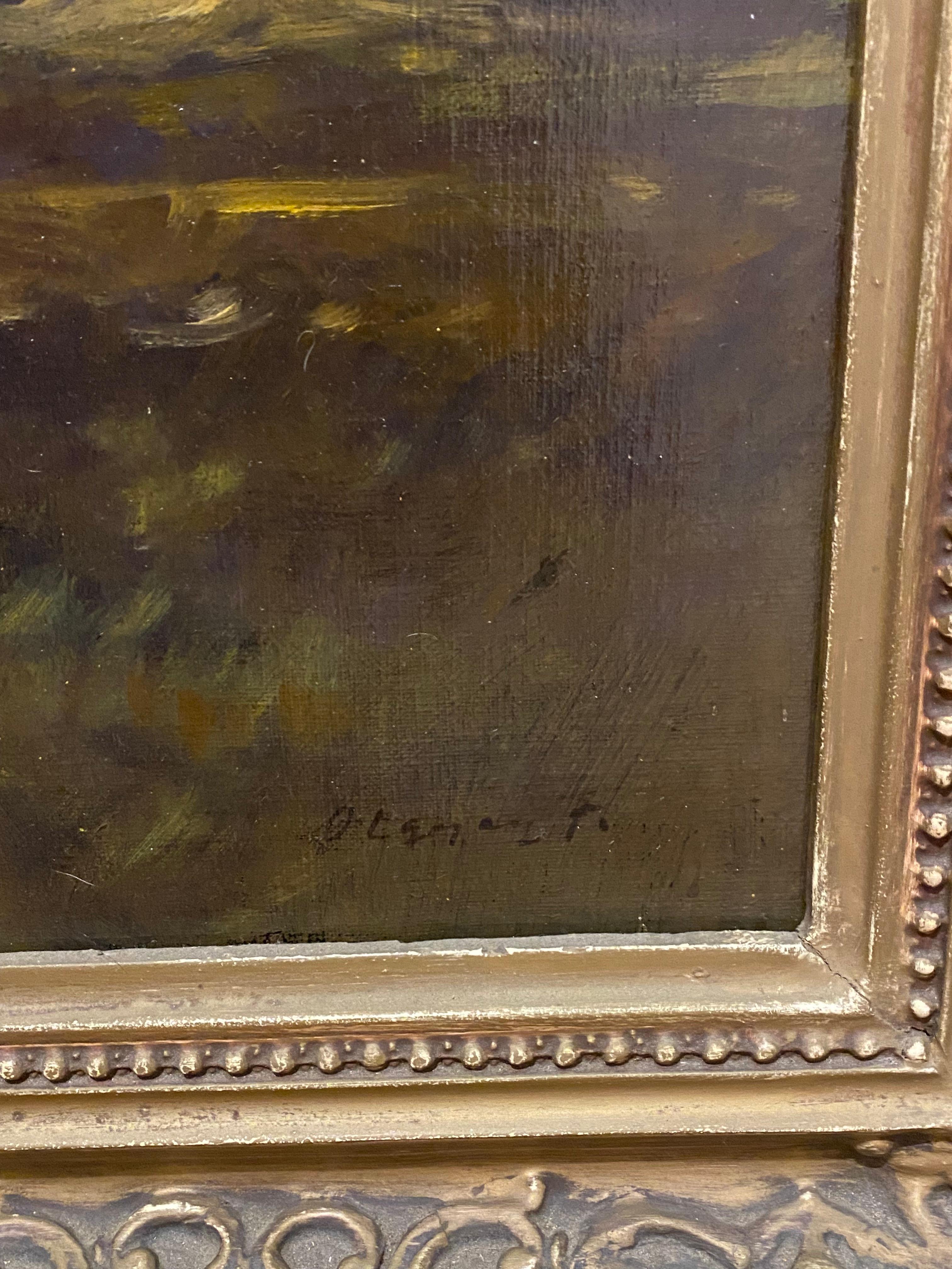 Peinture à l'huile Harvest de Ferenc OLGYAY (1872 - 1939), impressionniste hongrois Excellent état - En vente à MELBOURNE, AU