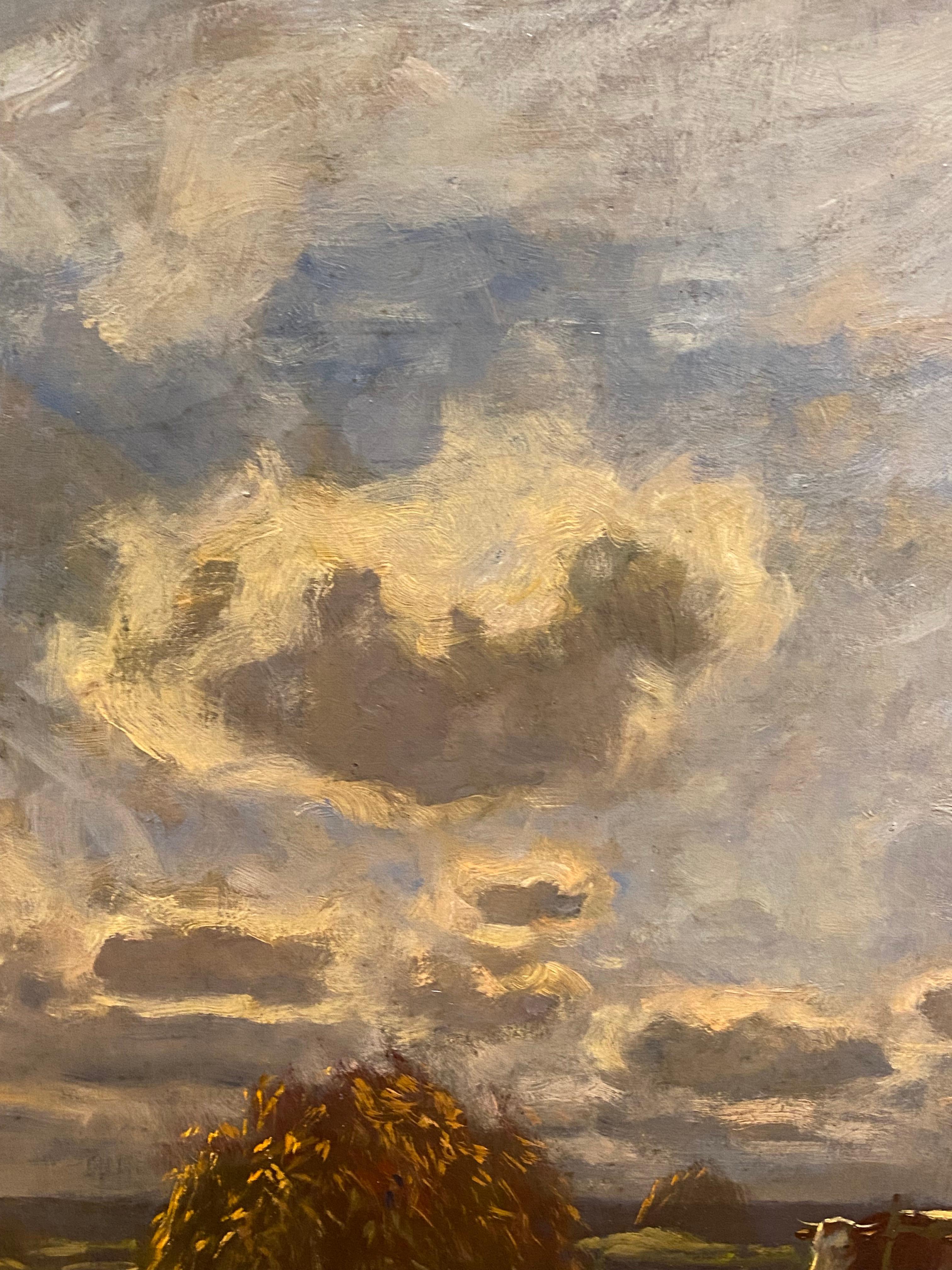 Peinture à l'huile Harvest de Ferenc OLGYAY (1872 - 1939), impressionniste hongrois en vente 3