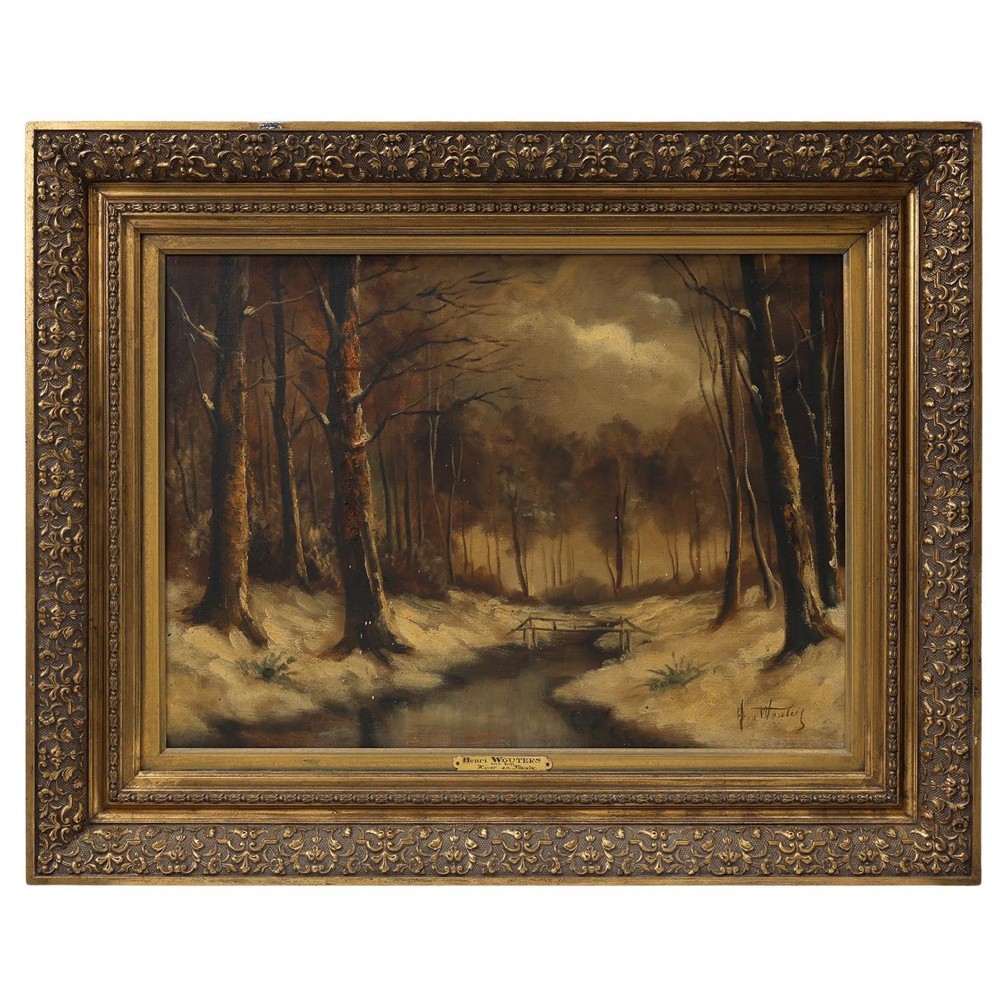 Ölgemälde "Hover en Flandre" von dem niederländischen Künstler Henri Wouters (1866-1935) im Angebot