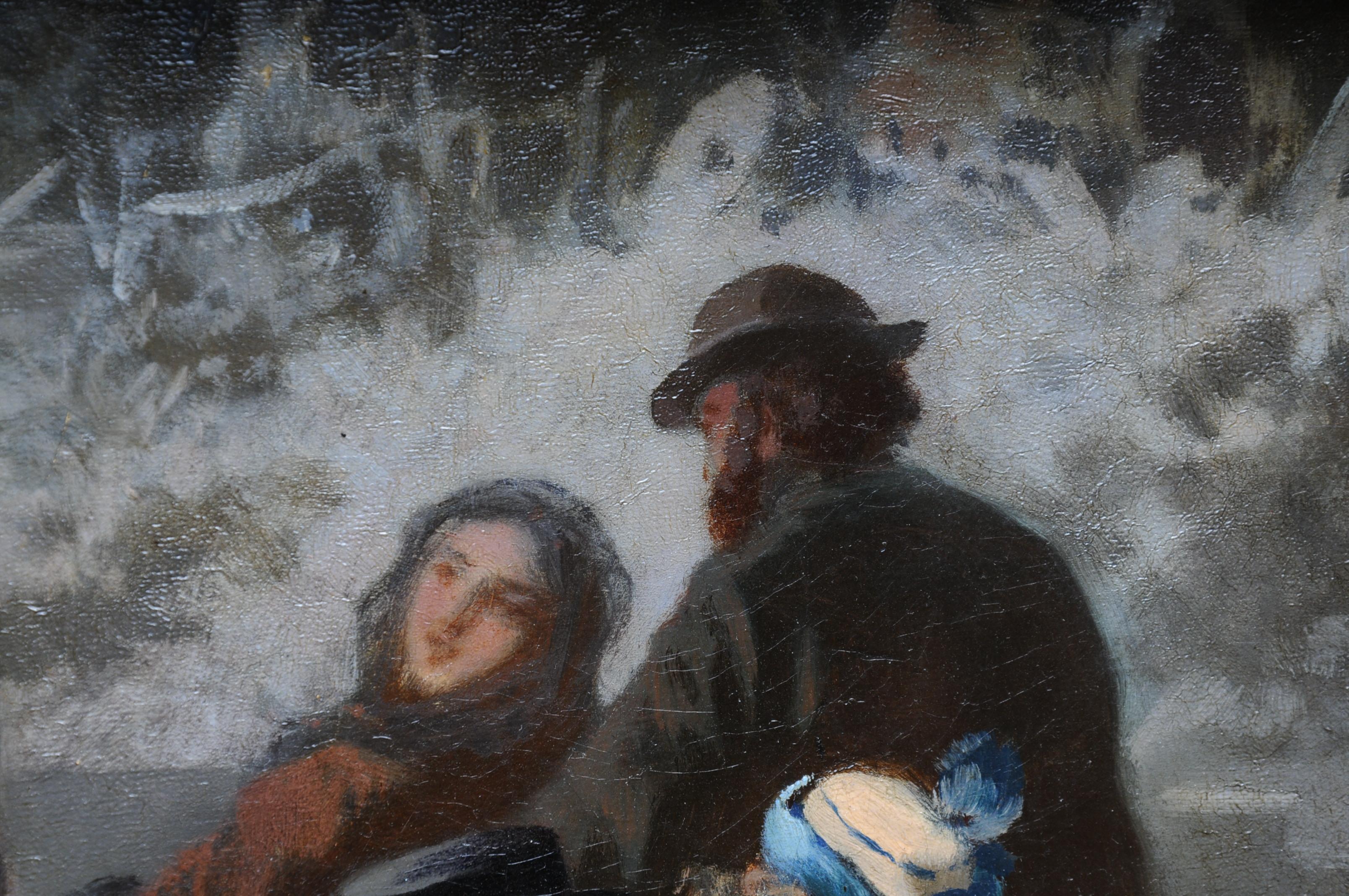 Oil Painting Ice Skating of a Princess, Germany 19th Century 4