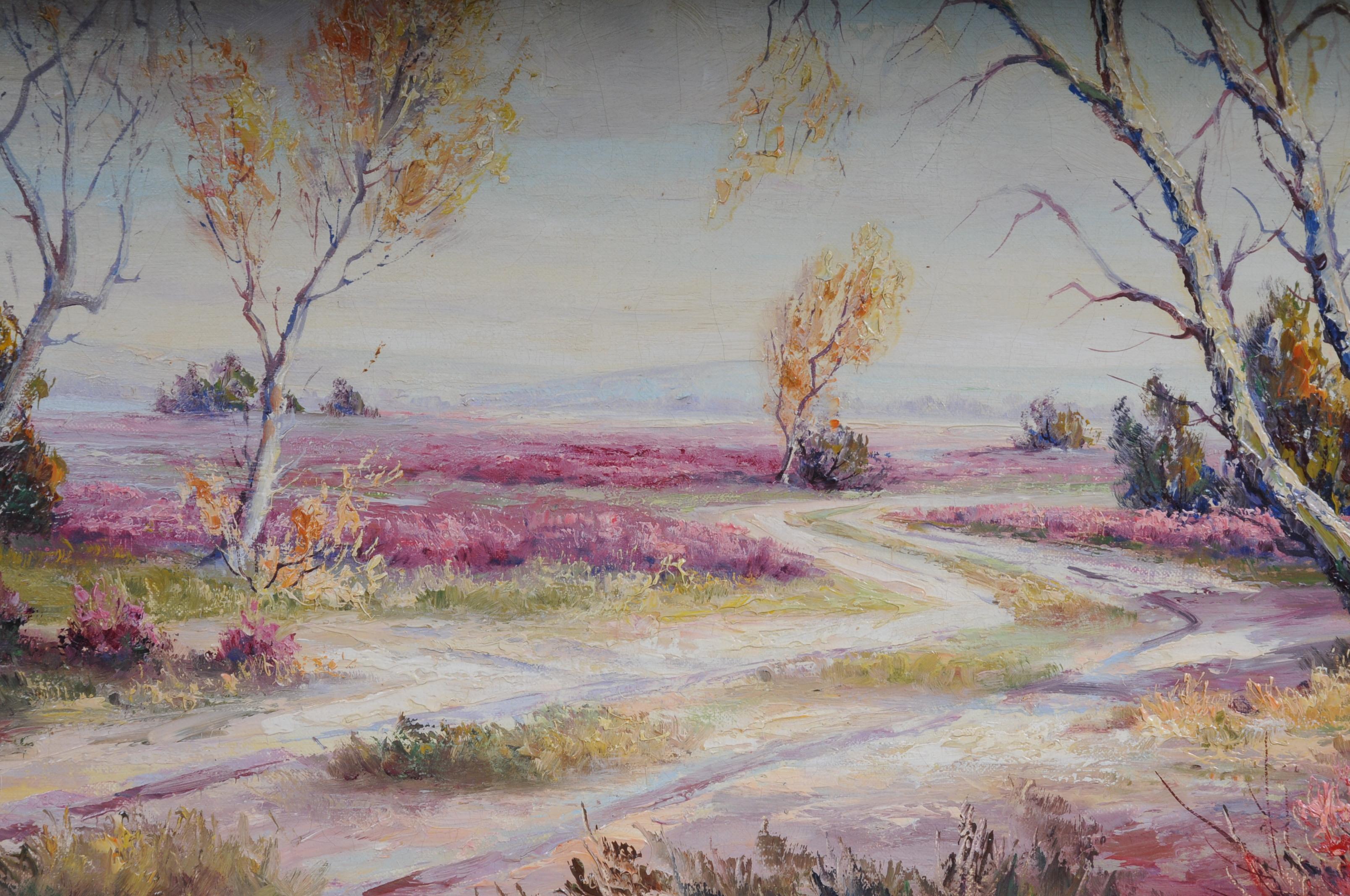 Oil Painting Idyllic Autumn Landscape Signed, 20th Century For Sale 2