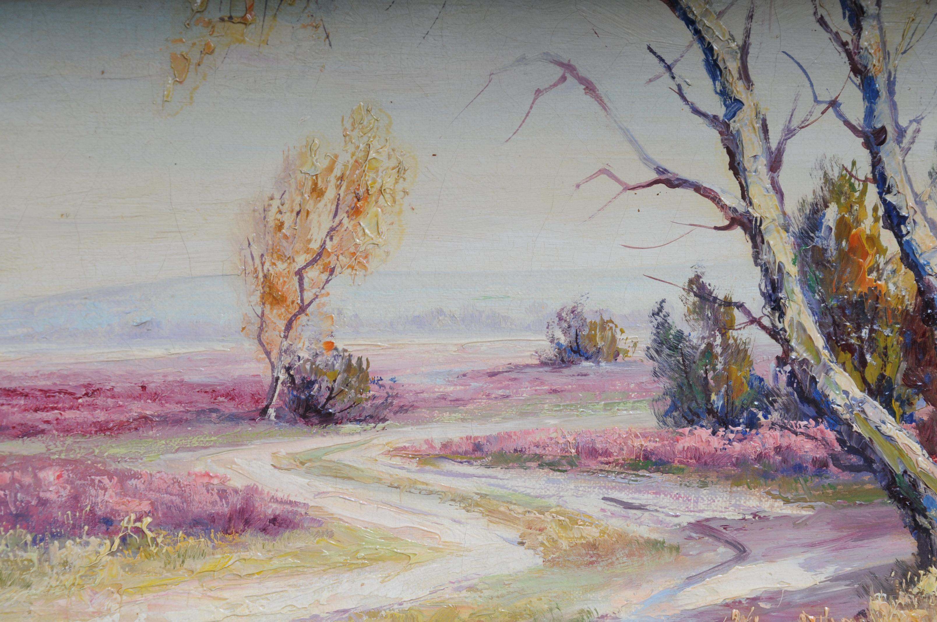 Oil Painting Idyllic Autumn Landscape Signed, 20th Century 6