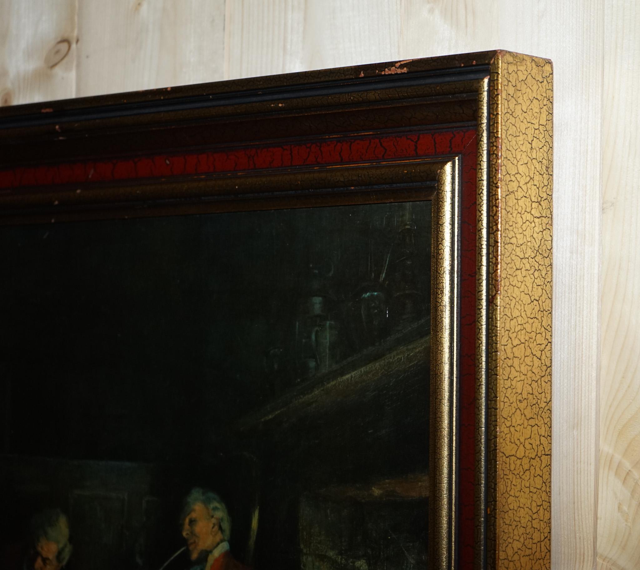 OIL PAINTING iN MANNER OF F.M.  BENNETT ''GREAT CONTENT' RED AND GOLD FRAME For Sale 2