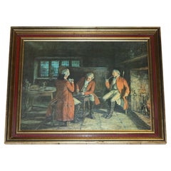 OIL PAINTING iN MANNER OF F.M.  BENNETT ''GREAT CONTENT' RED AND GOLD FRAME