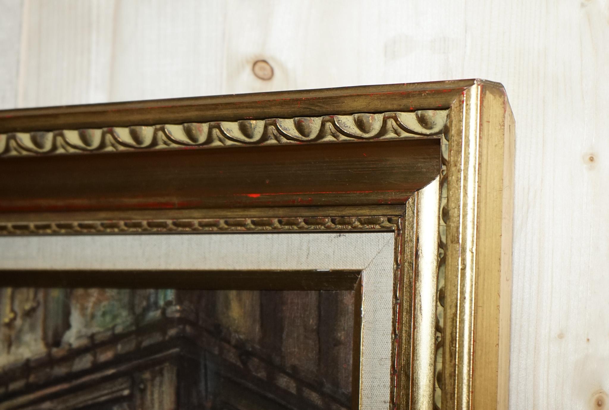OIL PAINTING iN MANNER OF F.M.  BENNETT ''MEET AT THE LODGE' GILT STYLE FRAME For Sale 3
