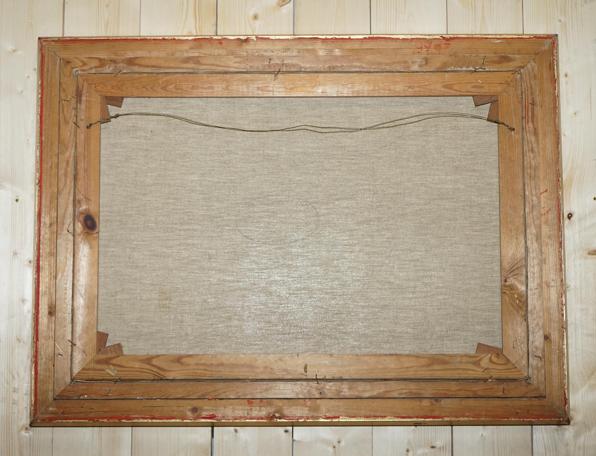 OIL PAINTING iN MANNER OF F.M.  BENNETT ''MEET AT THE LODGE' GILT STYLE FRAME For Sale 4