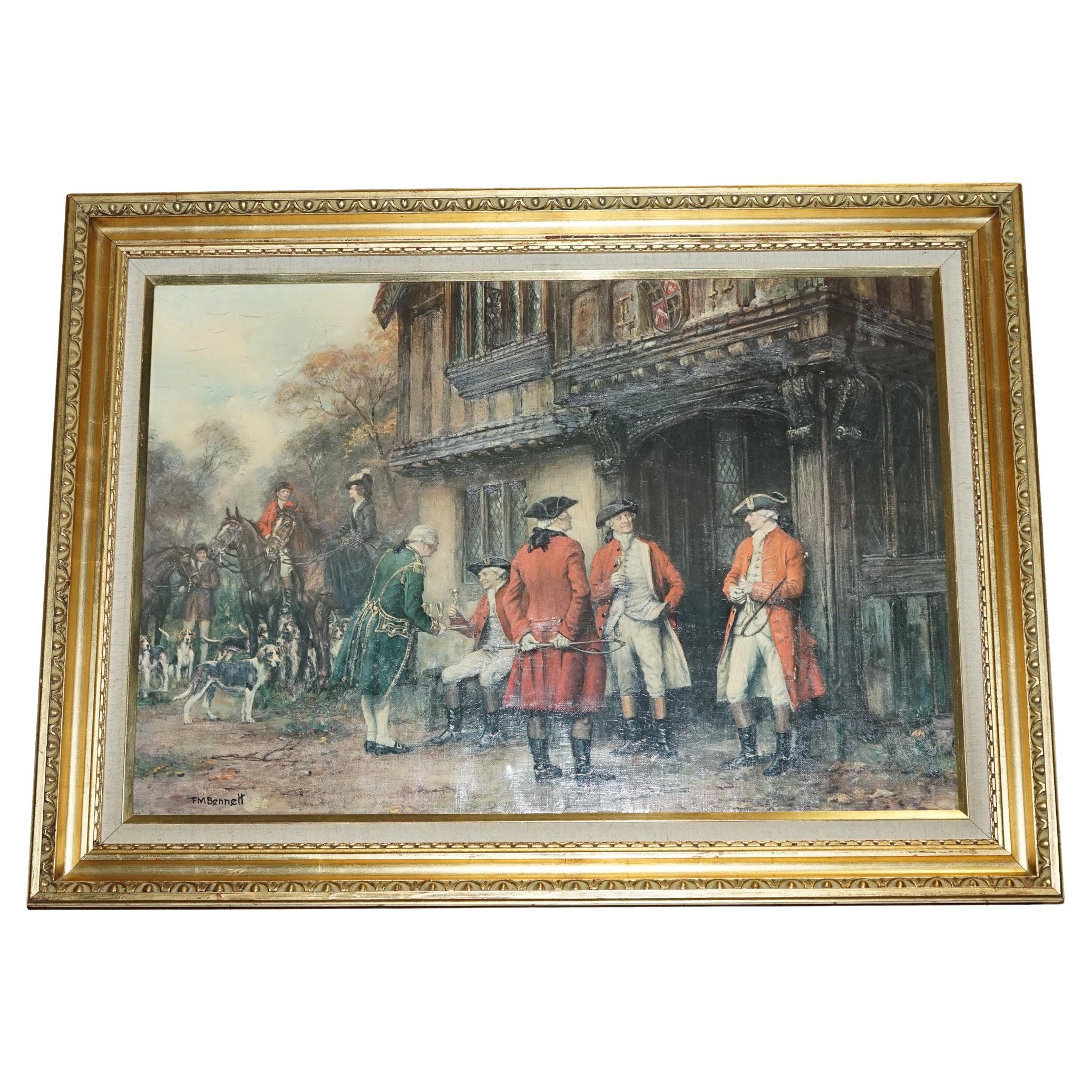 PINTURA AL ÓLEO A MANERA DE F.M.  MARCO DORADO BENNETT ''MEET AT THE LODGE