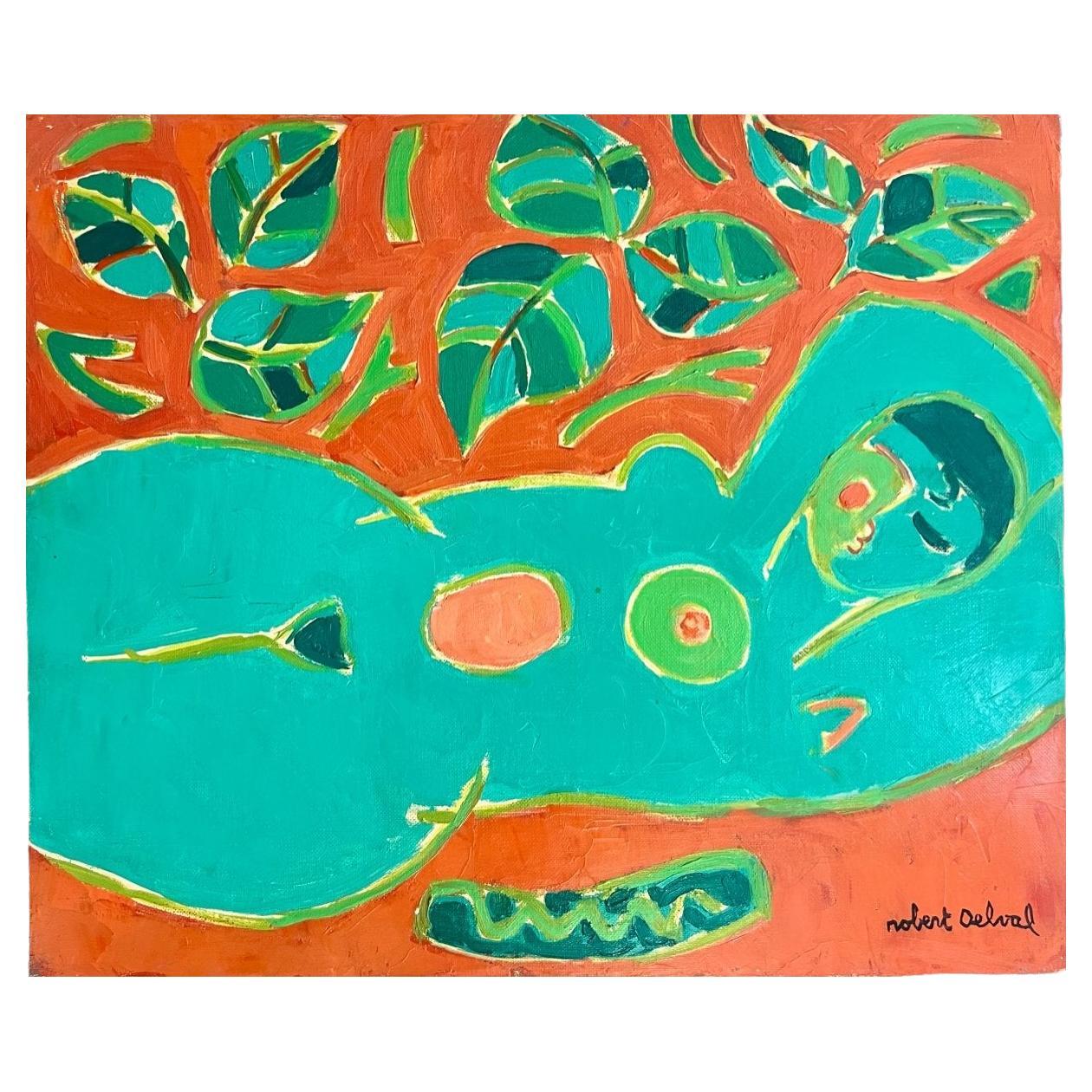 Ölgemälde im Stil von Matisse und Bonnard, von Robert Delval (1934-) 