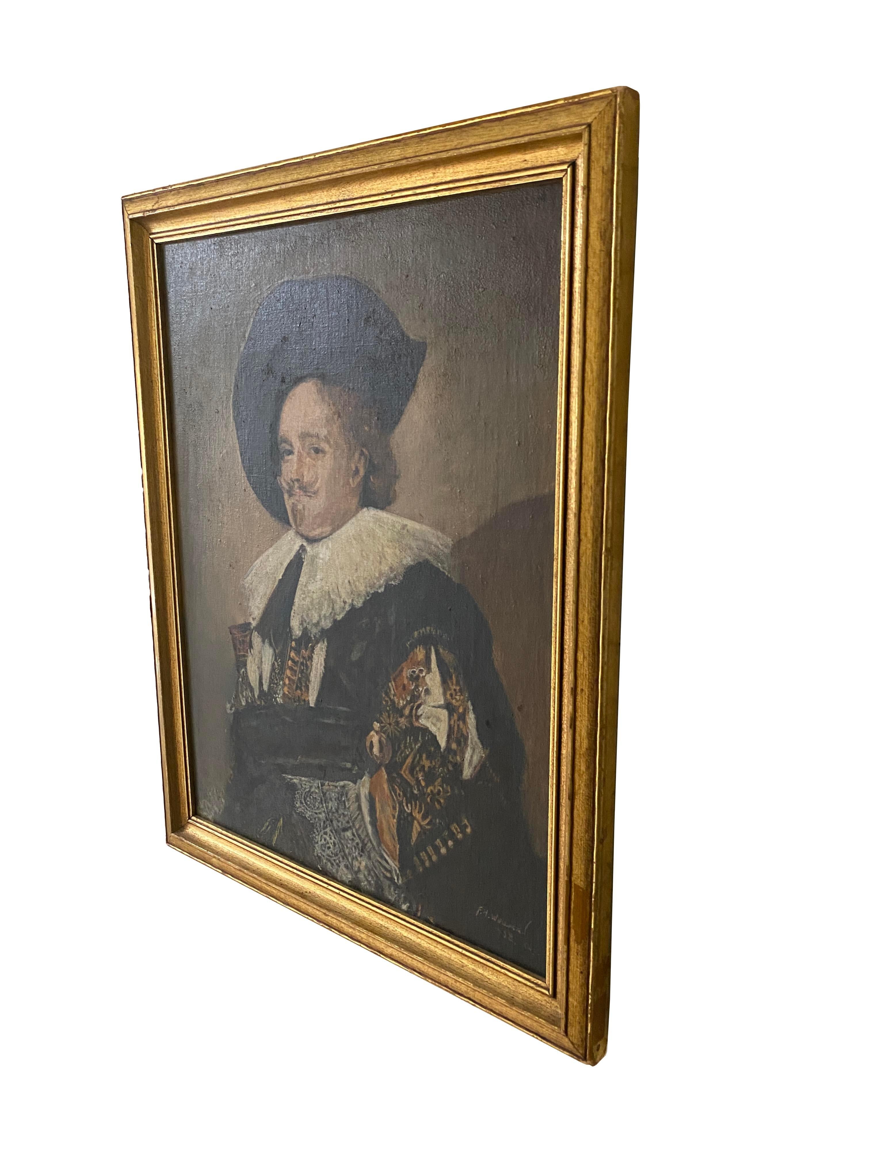Oil Painting Inspired by The Laughing Cavalier For Sale 6