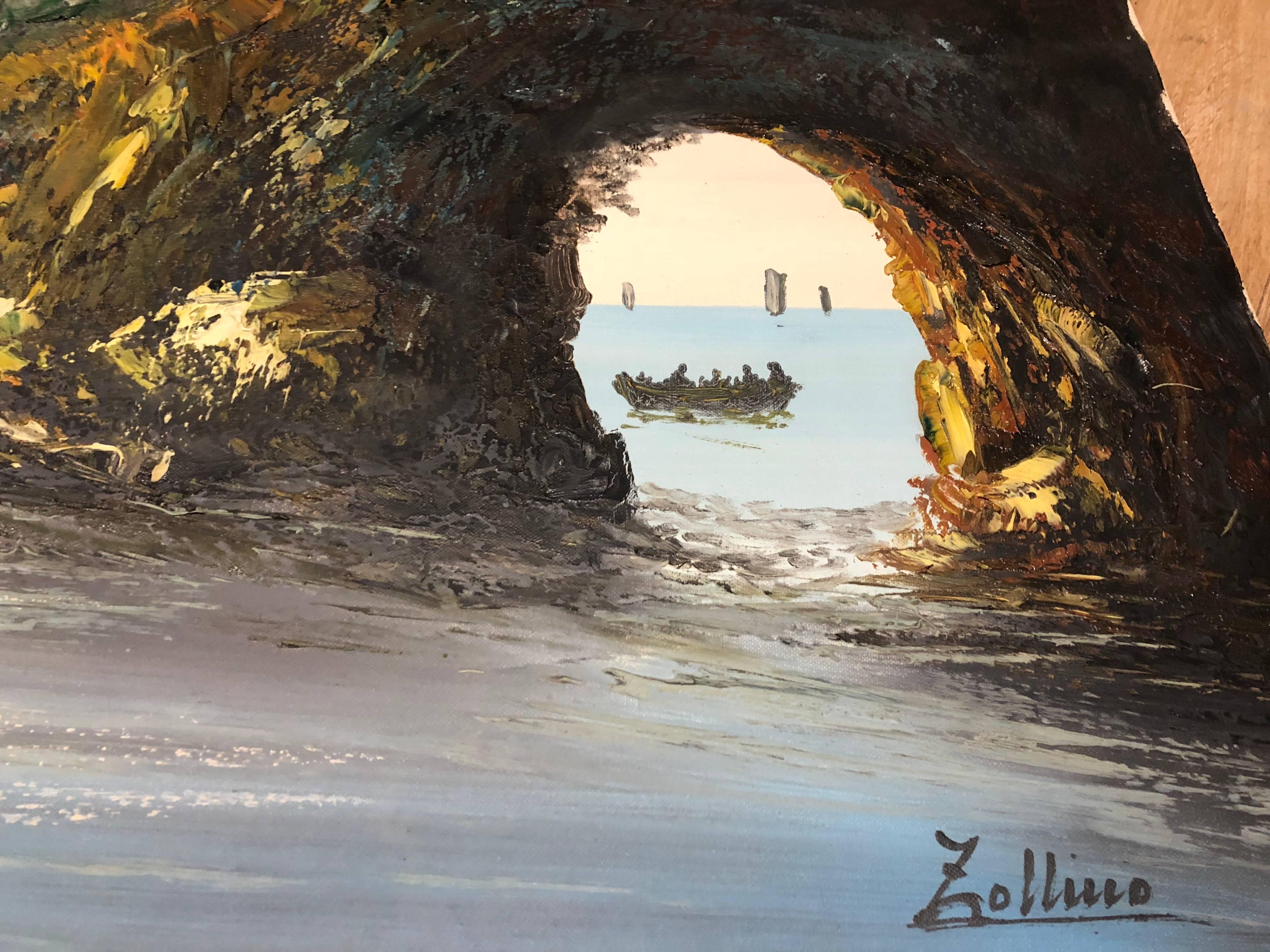 
Beautiful sea / ocean Italian coast oil painting on canvas painted by the famous artist Alviero Zollino. Signed on the right down corner.

INTERNATIONAL SHIPPING
Our transportation of antique furniture and items is executed with utmost care and