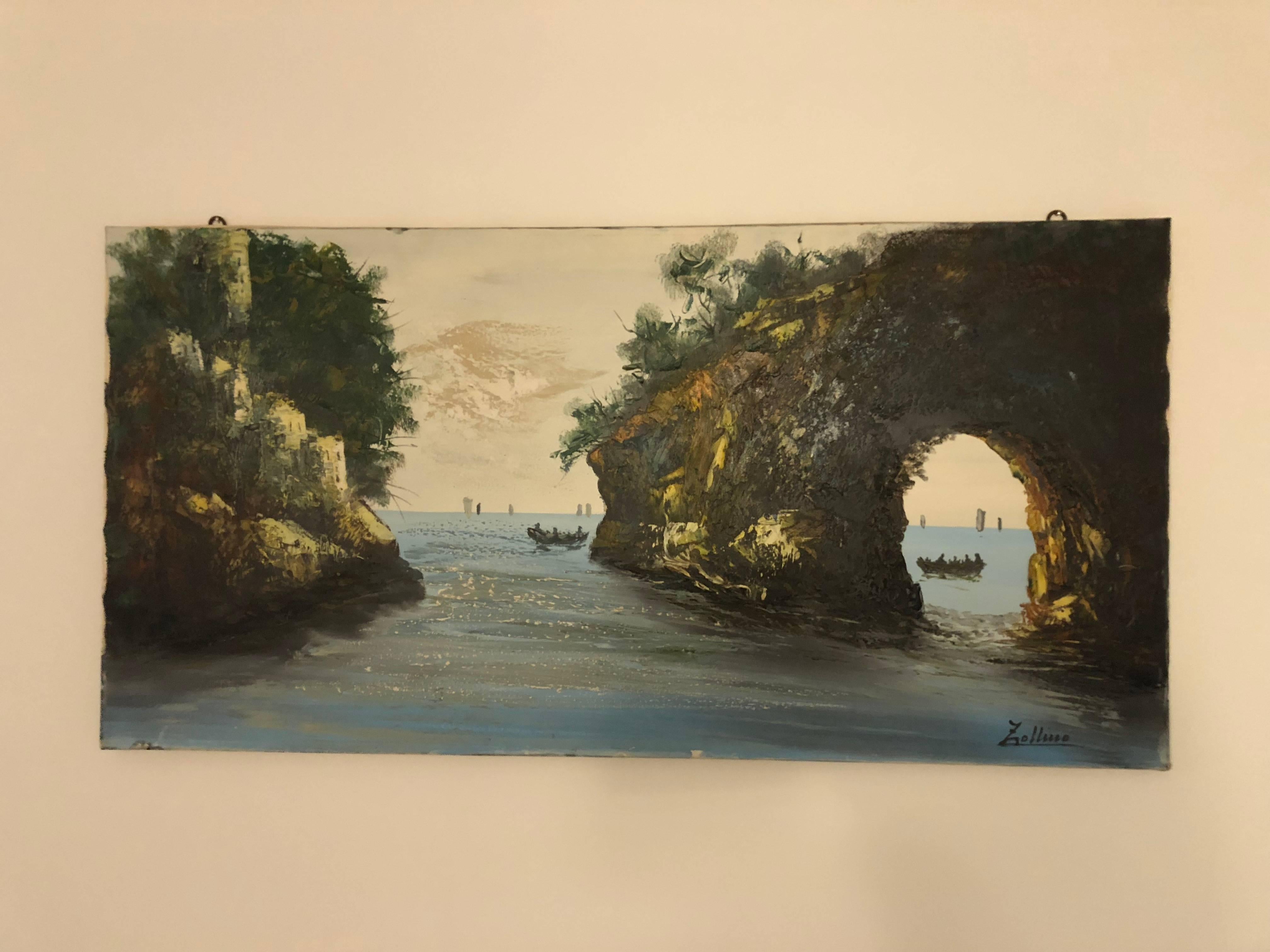 Italiano Pittura ad olio Costa del mare di Alviero Zollino Italia