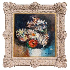 Pintura al óleo Jean Dufy Bodegón con ramo de flores 1927 firmado francés