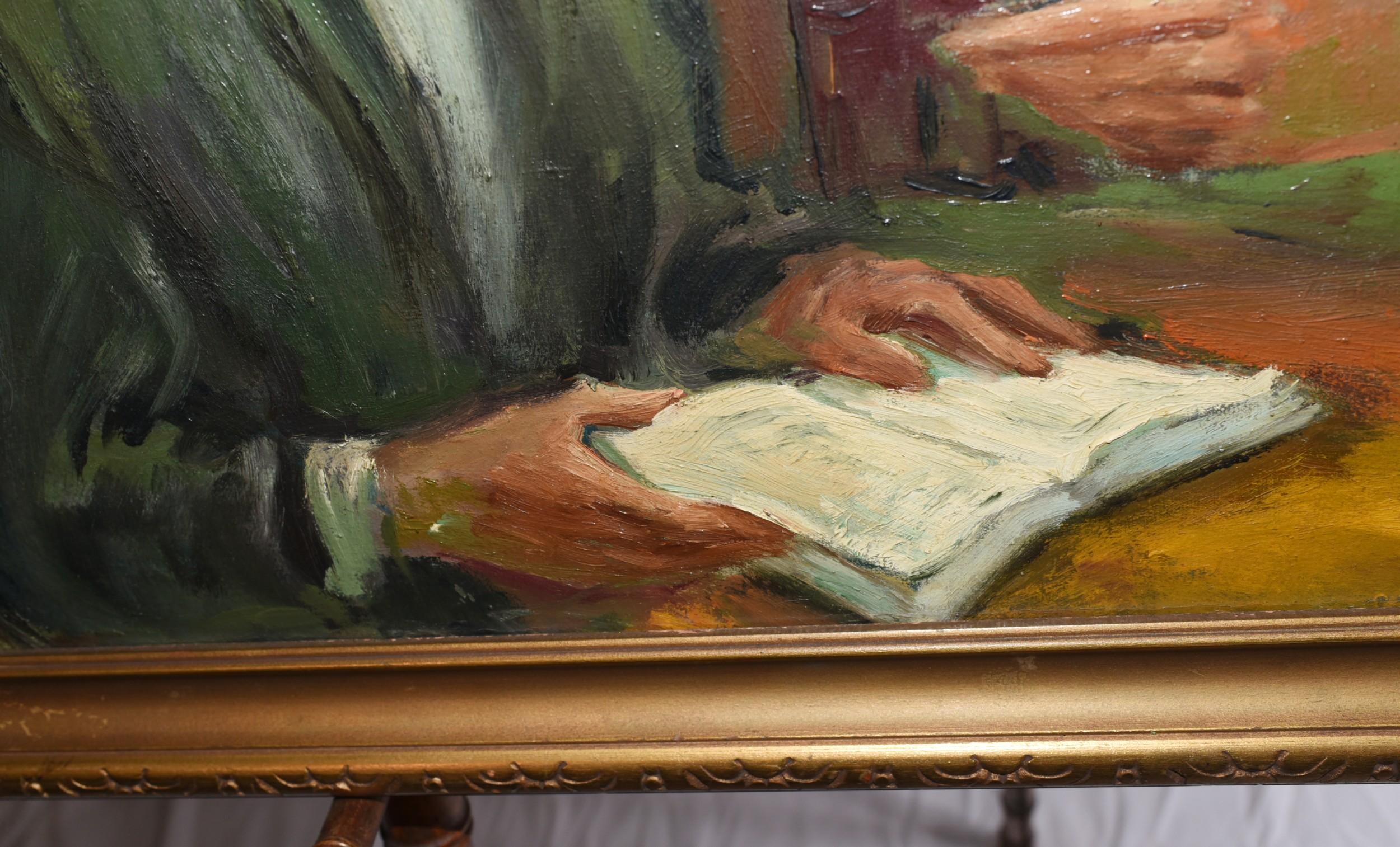 Metà XX secolo Pittura a olio Ebreo e Rabbino Ritratto Antico Yiddish Arte Giudaica 1930 in vendita