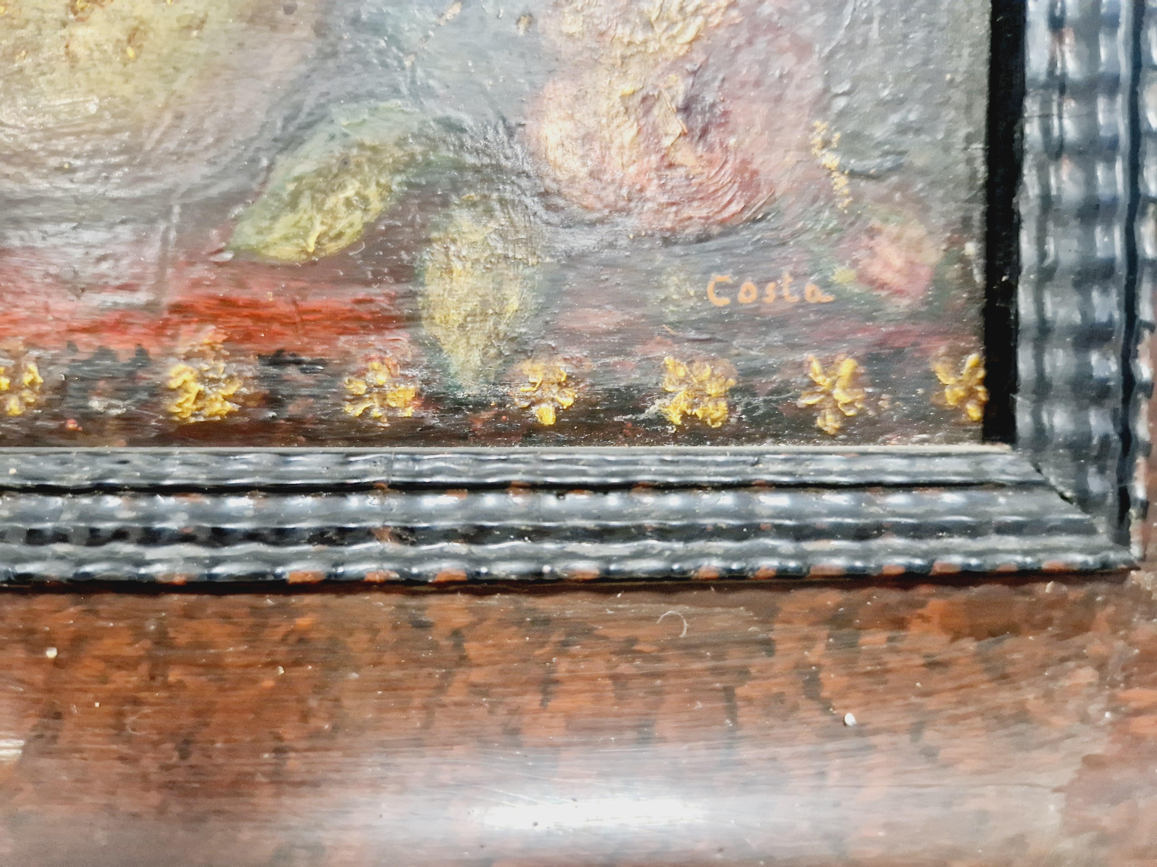 Pintura al óleo Gatitos Siglo XIX Firmado COSTA Pintado a mano en venta
