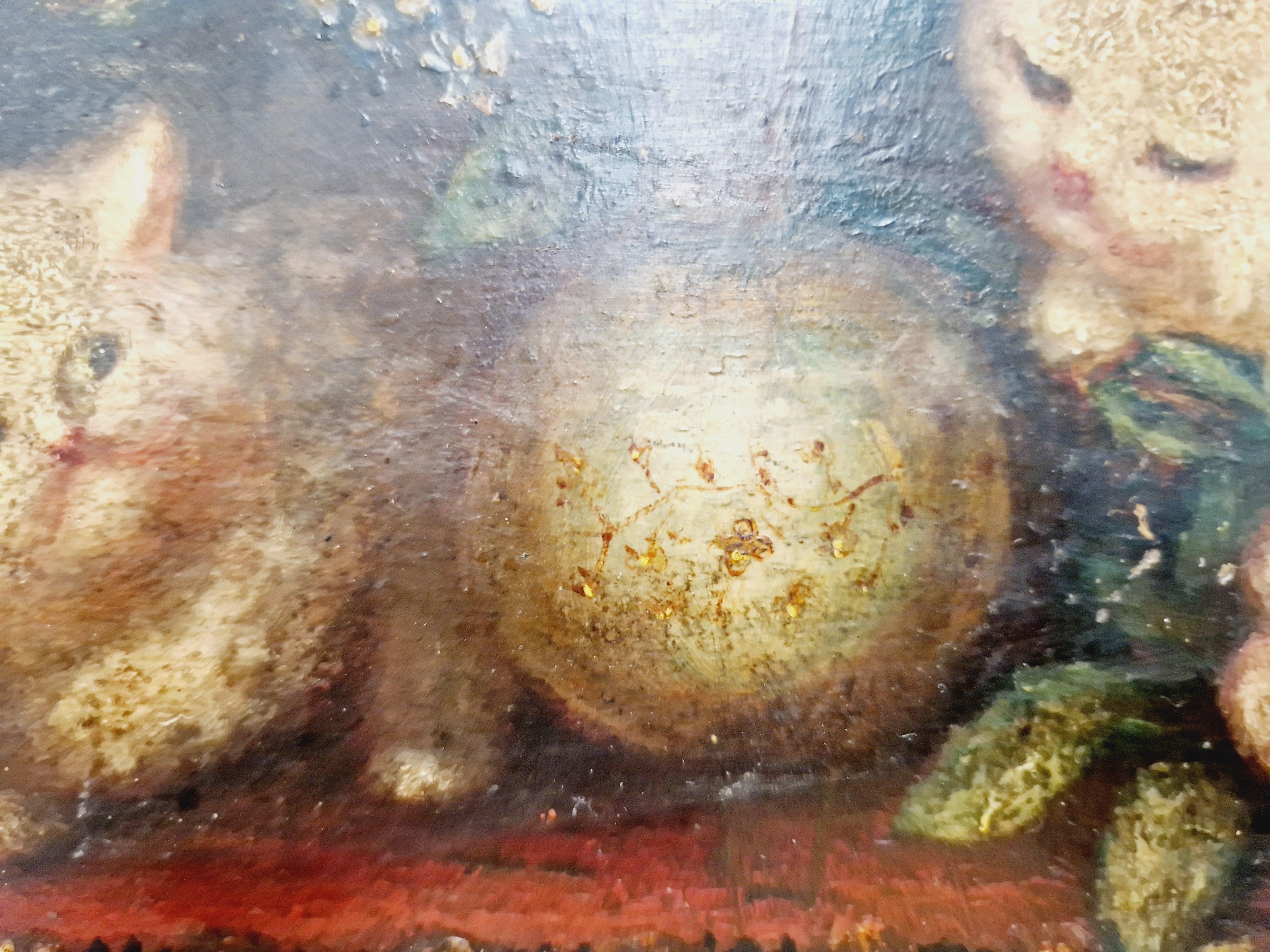 Pintura al óleo Gatitos Siglo XIX Firmado COSTA siglo XIX en venta