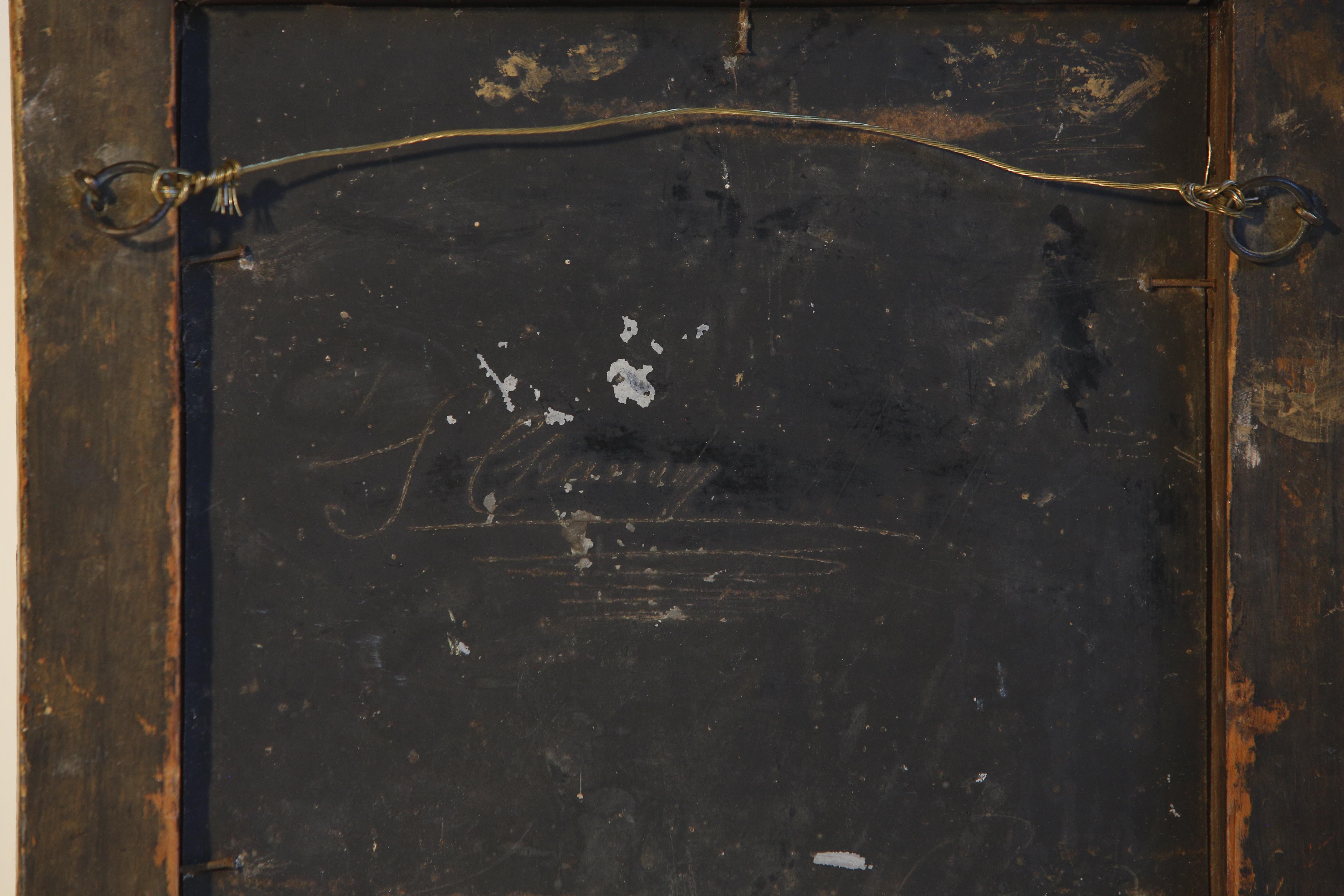 Oil Painting Ladies on Zinc Panel 19th C Victorian For Sale 7