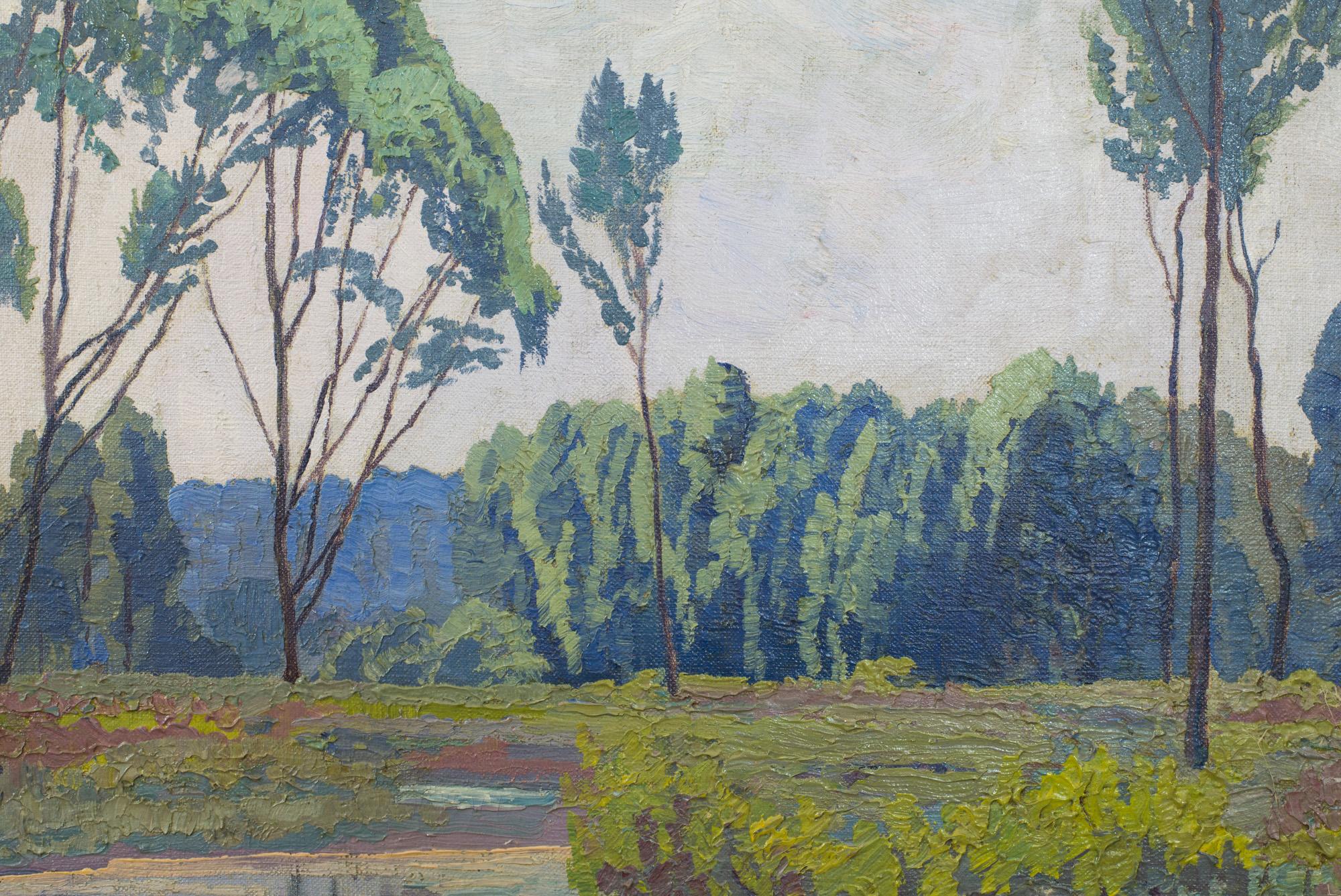 Moderne Peinture à l'huile - Paysage Au à Klosterneuburg - Max Kahrer 1919 - Modernisme classique en vente
