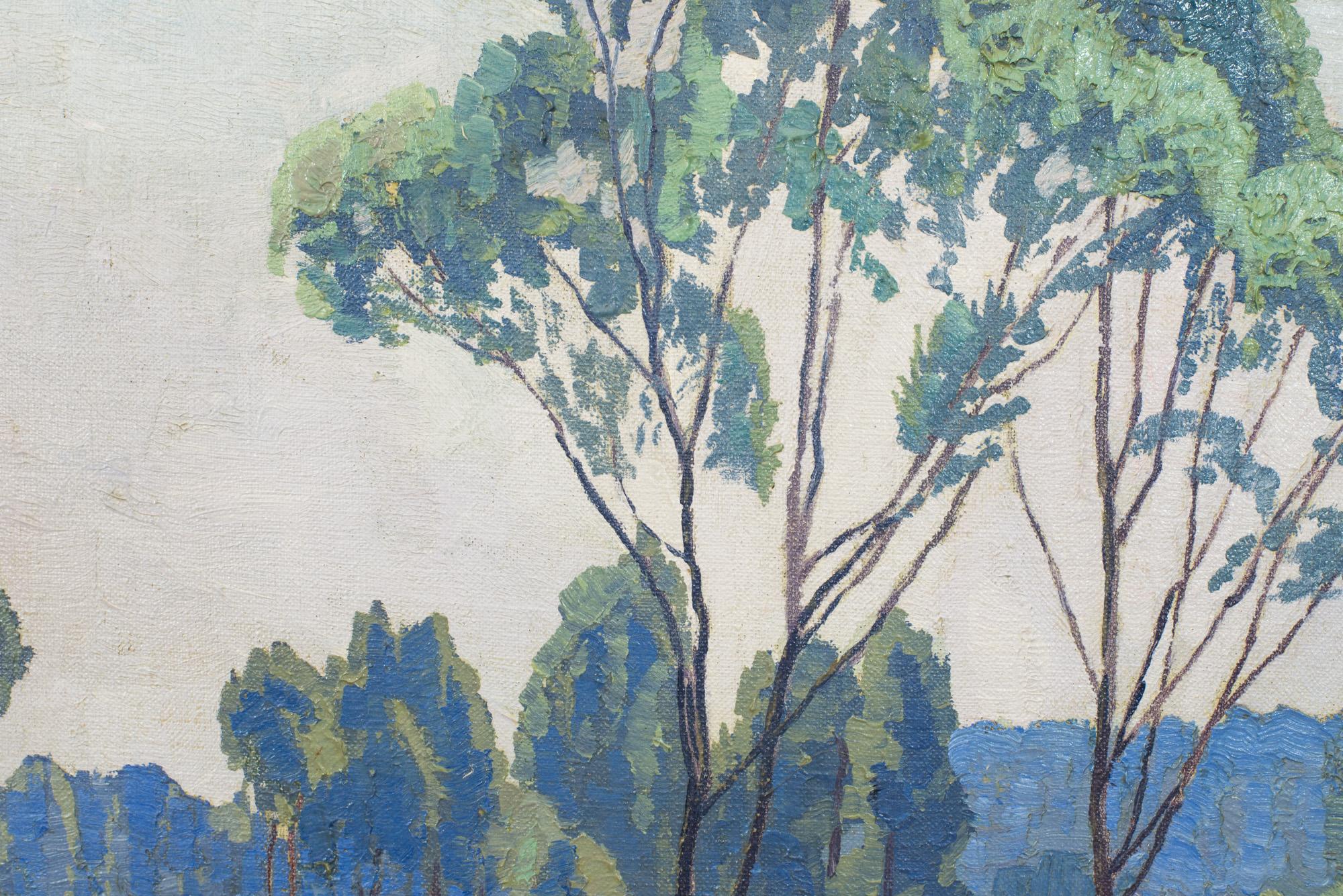 Oil Painting Landscape Au in Klosterneuburg Max Kahrer 1919 Classical Modernism For Sale 1