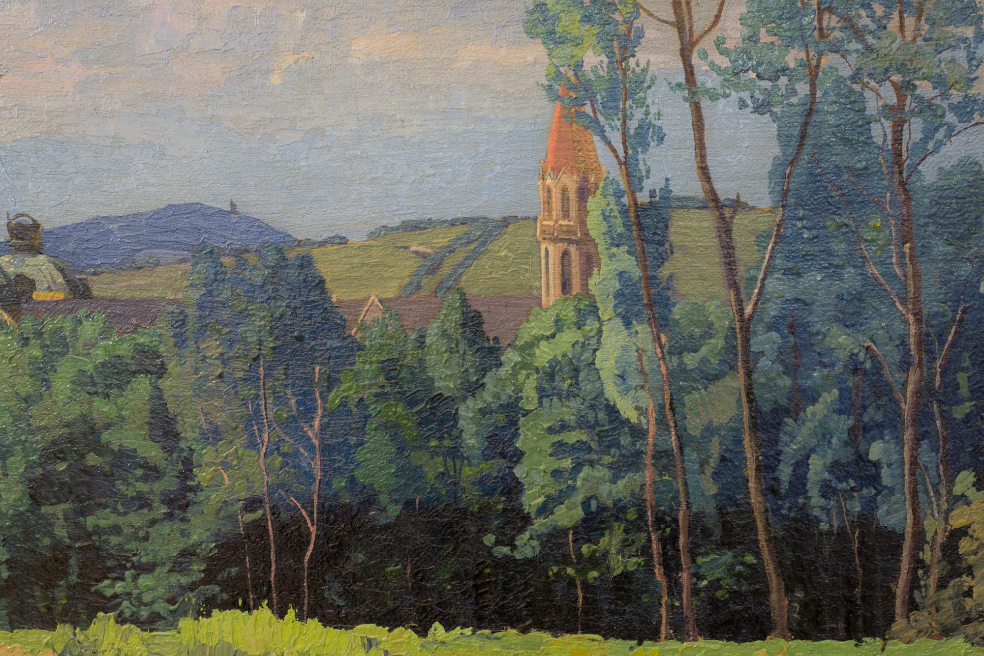 Ölgemälde Landschaft Sitft Klosterneuburg Max Kahrer 1919 Klassischer Modernismus (Moderne) im Angebot