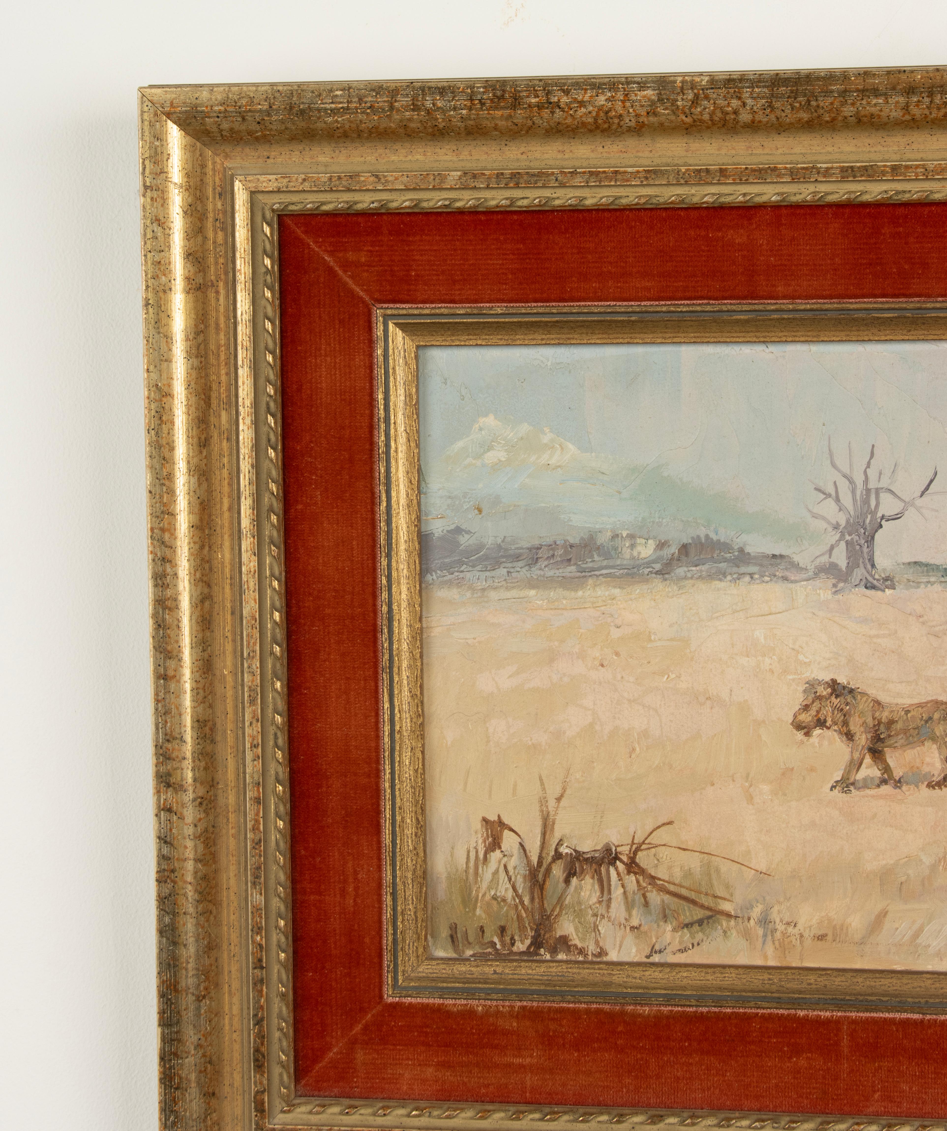 Oil Painting - Lions in a Savannah Landscape - Paul Daxhelet For Sale 5