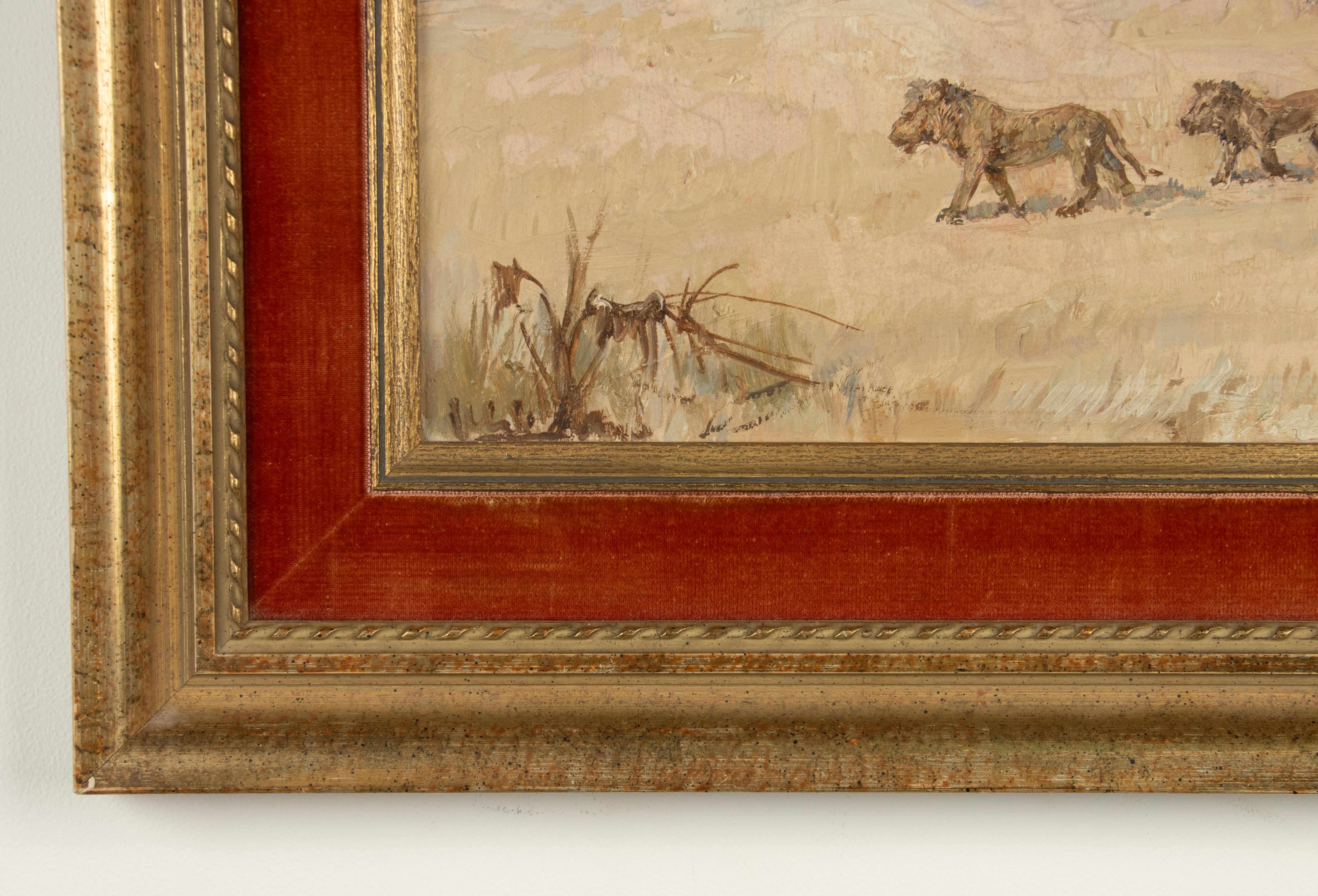 Oil Painting - Lions in a Savannah Landscape - Paul Daxhelet For Sale 2