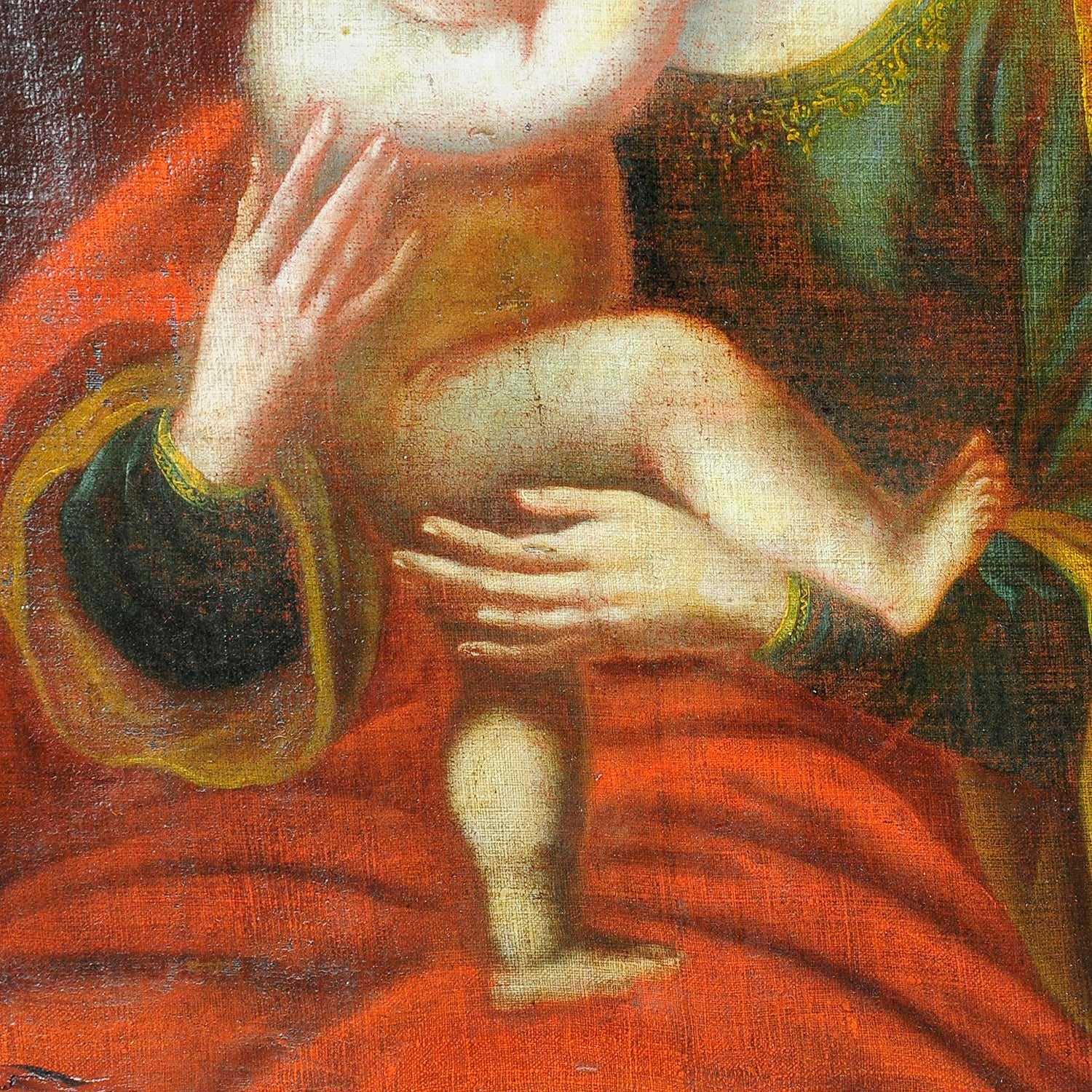 Early Victorian Oil Painting Miraculous Image of Insbruck Maria with Child After Cranach For Sale