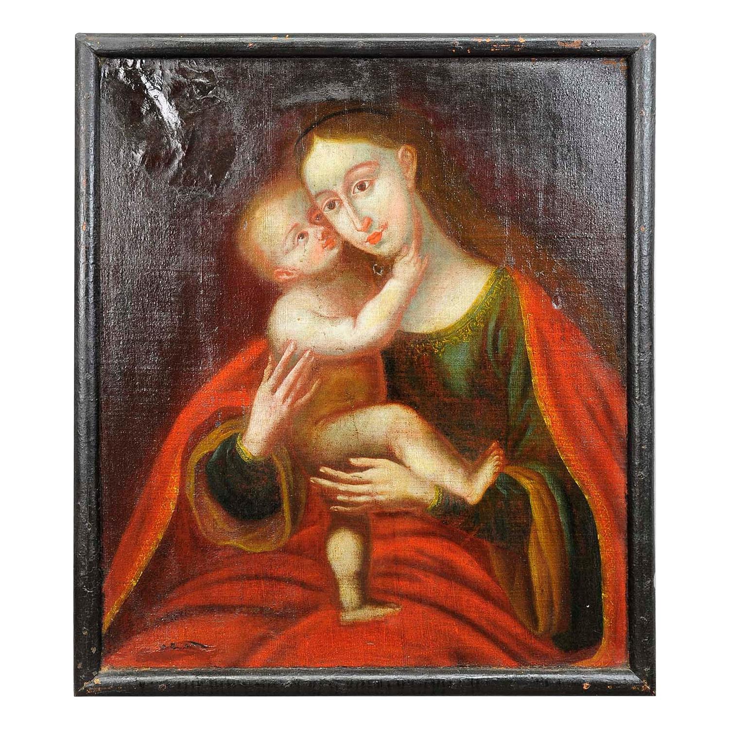 Oil Painting Miraculous Image of Insbruck Maria with Child After Cranach