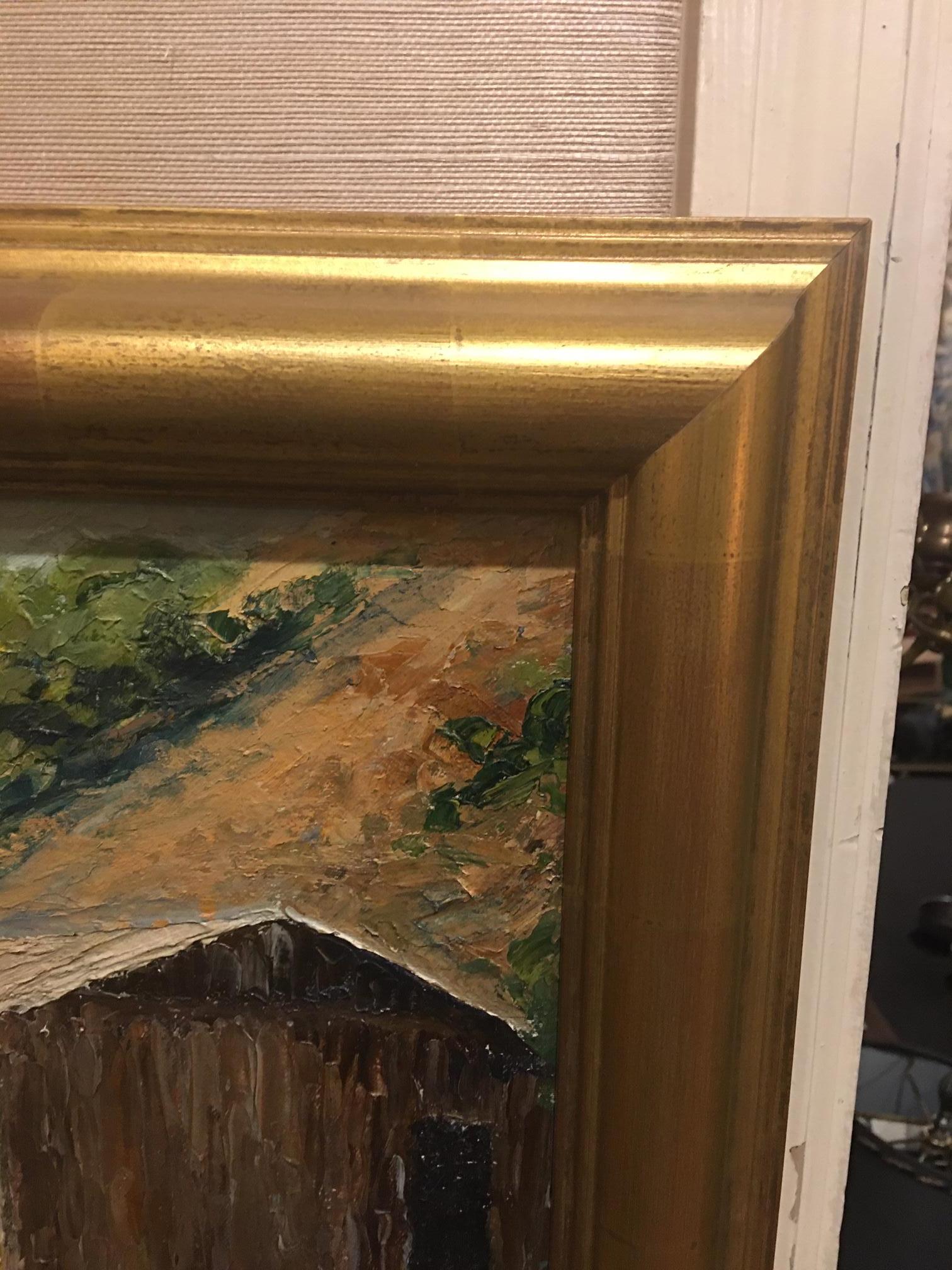 Peinture à l'huile « Paysage marin avec Bungalow de plage » signée H. Rosa:: vers 1920-1940 en vente 2