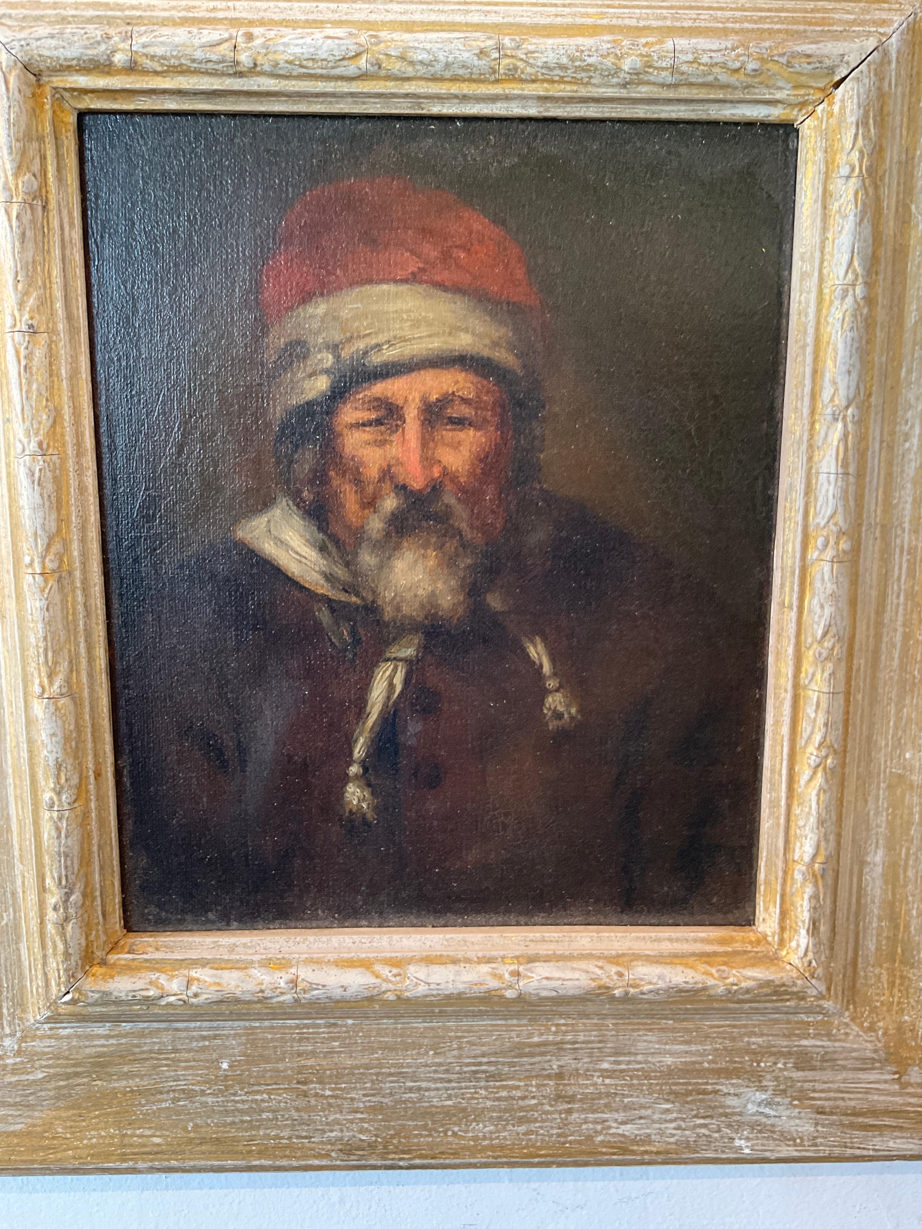 Oil Painting Of A 1600s Dutch Older Man On Board  In Good Condition For Sale In Tarrytown, NY