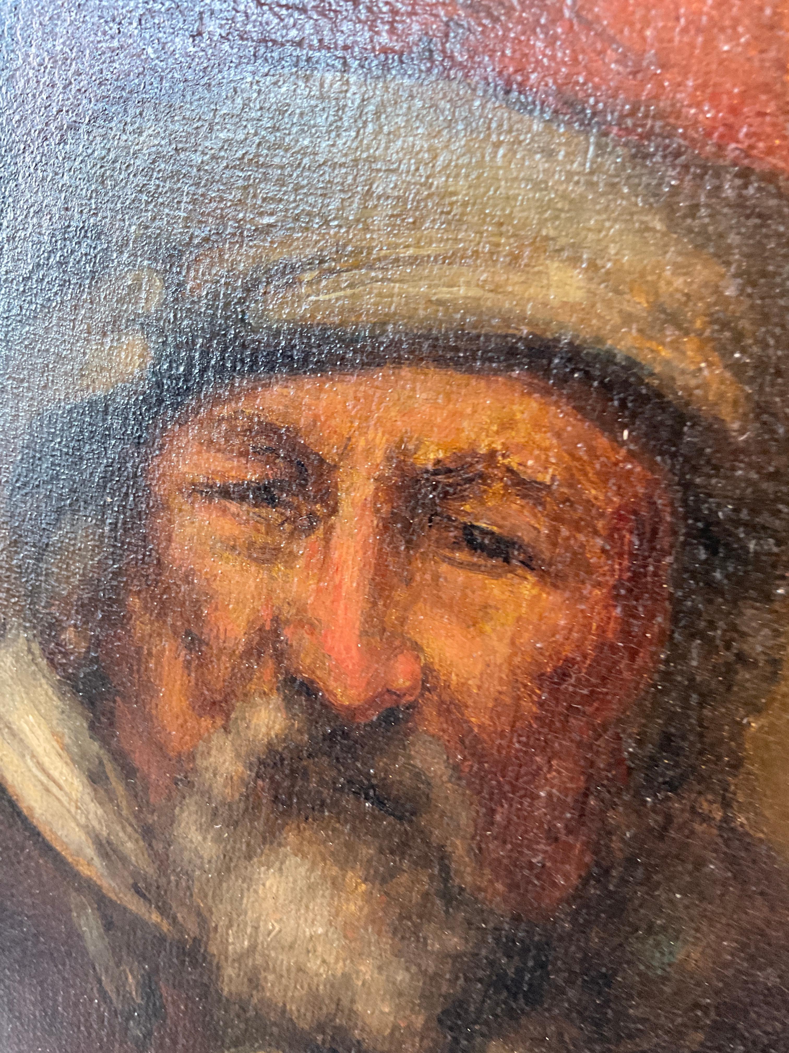 Oil Painting Of A 1600s Dutch Older Man On Board  For Sale 3