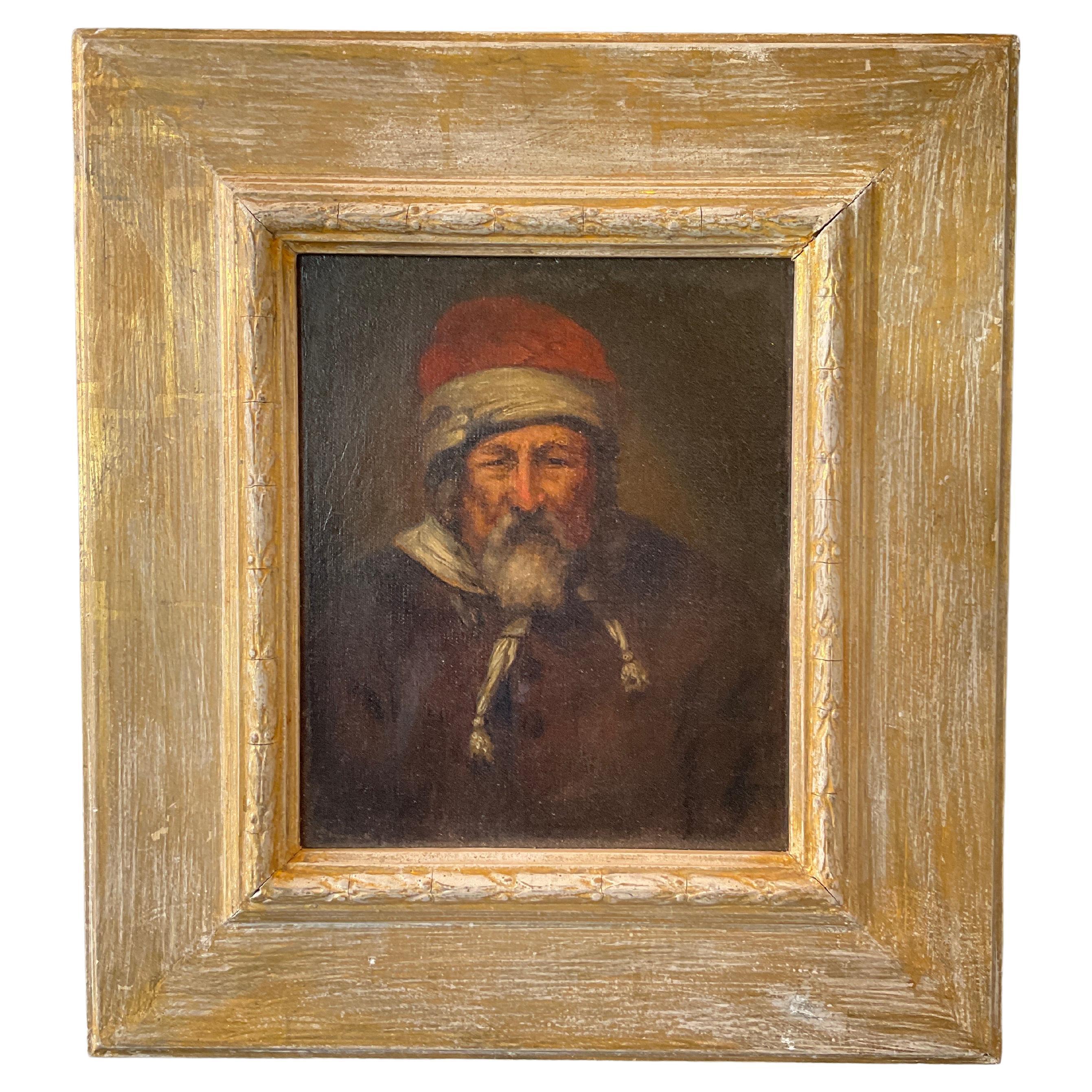 Oil Painting Of A 1600s Dutch Older Man On Board  For Sale