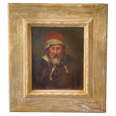 Peinture à l'huile d'un vieil homme hollandais des années 1600 sur panneau 