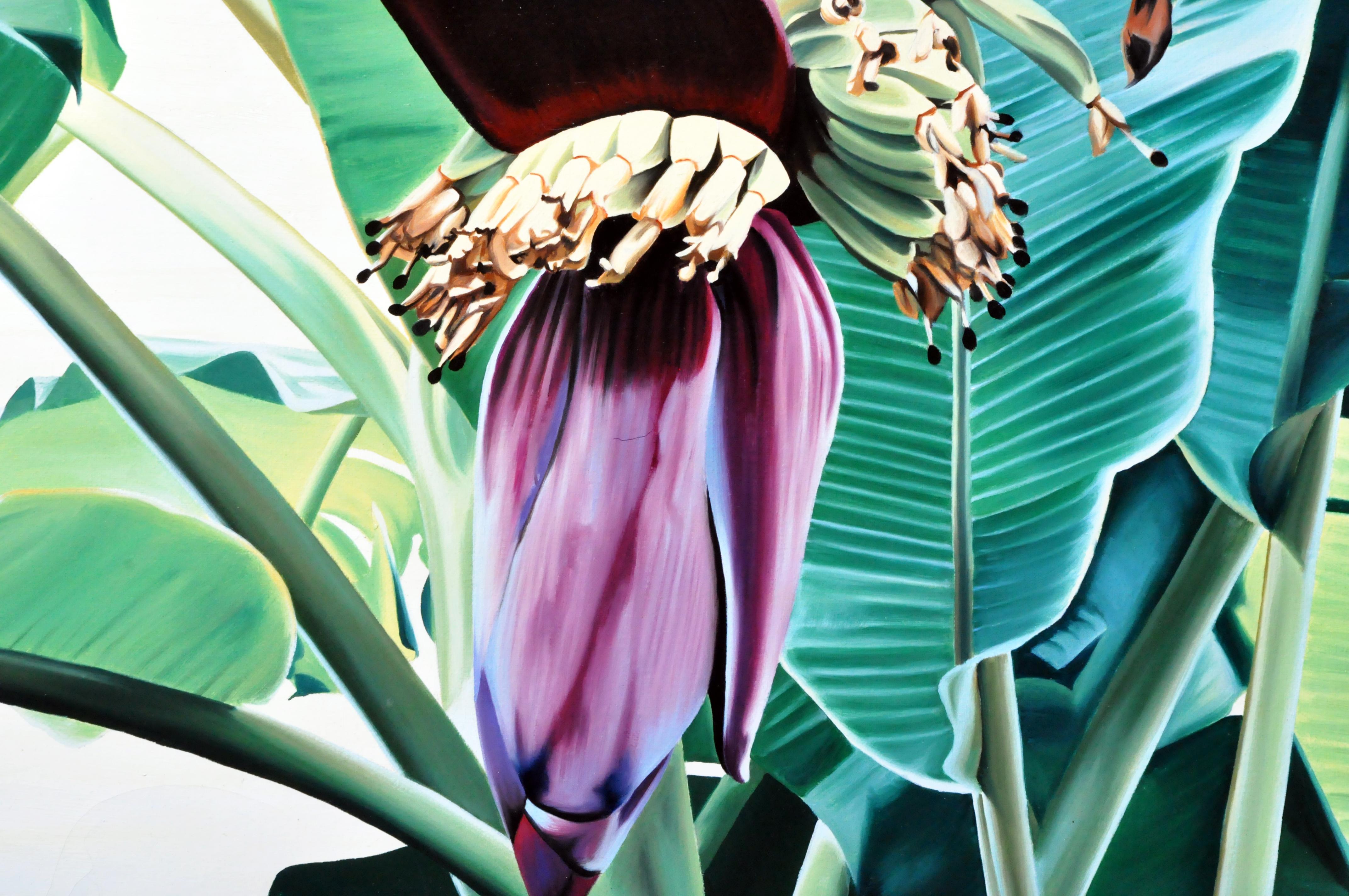 Oil Painting of a Banana Tree in Blossom For Sale 2