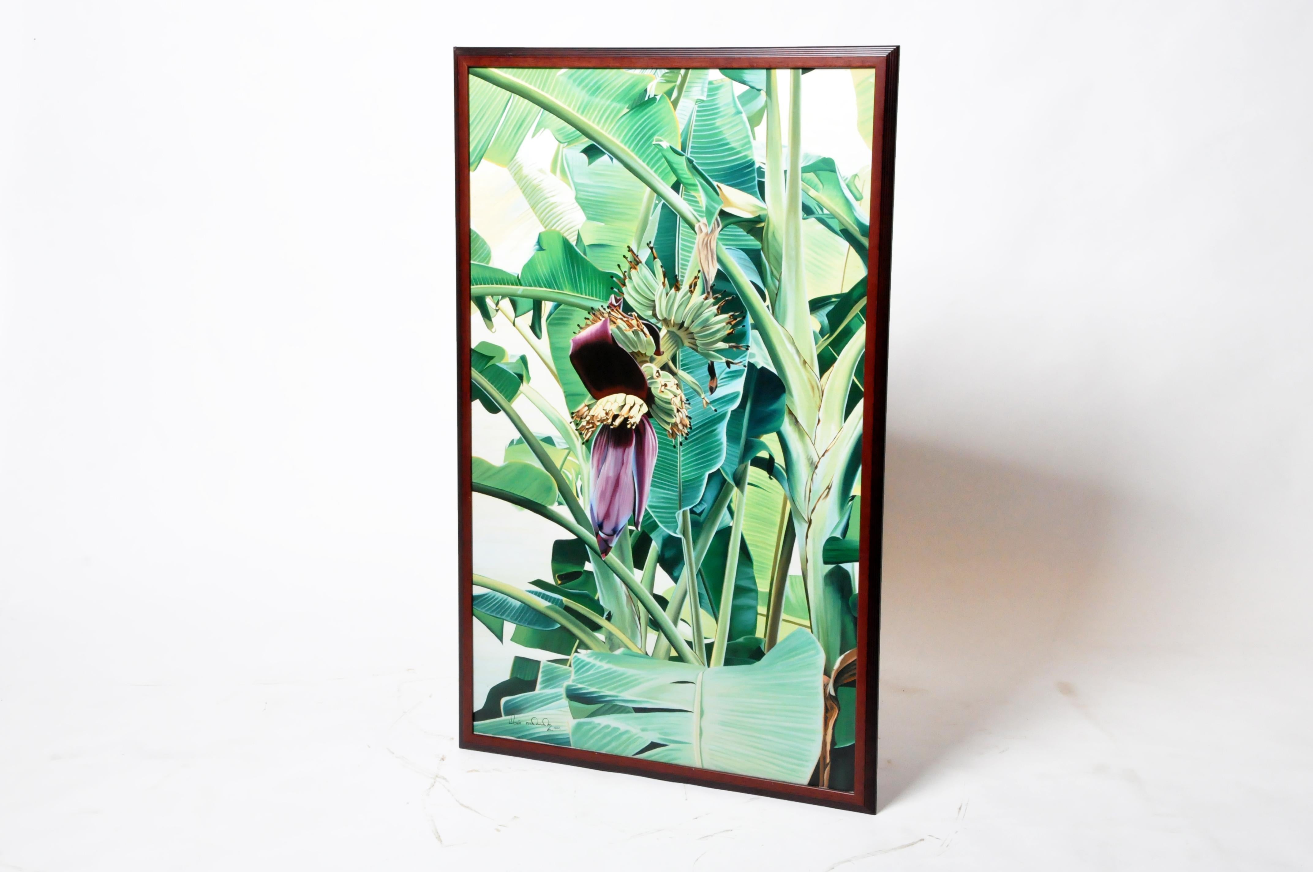 Oil Painting of a Banana Tree in Blossom For Sale 7