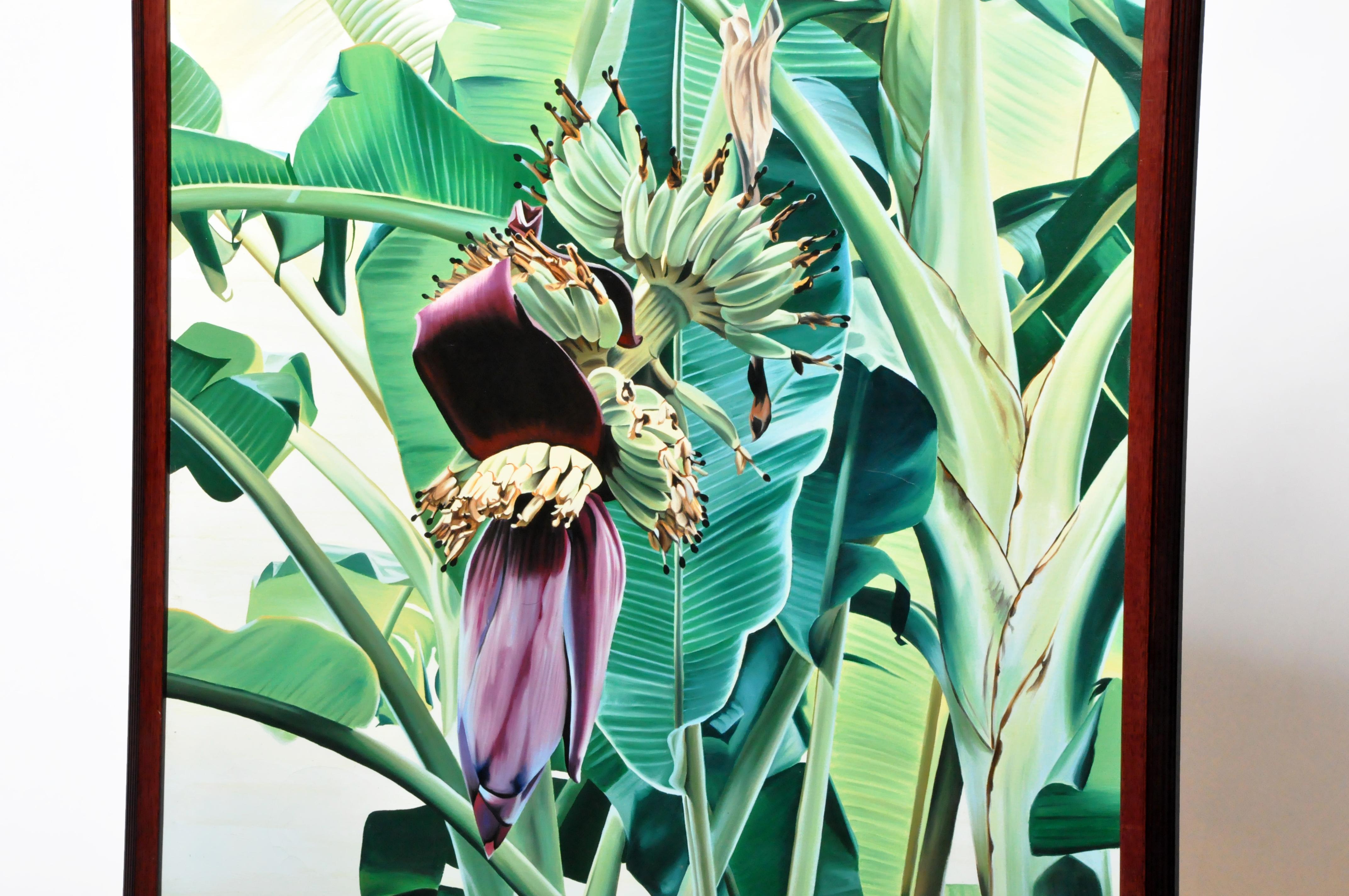 Peinture à l'huile d'un arbre de banane en fleur en vente 12