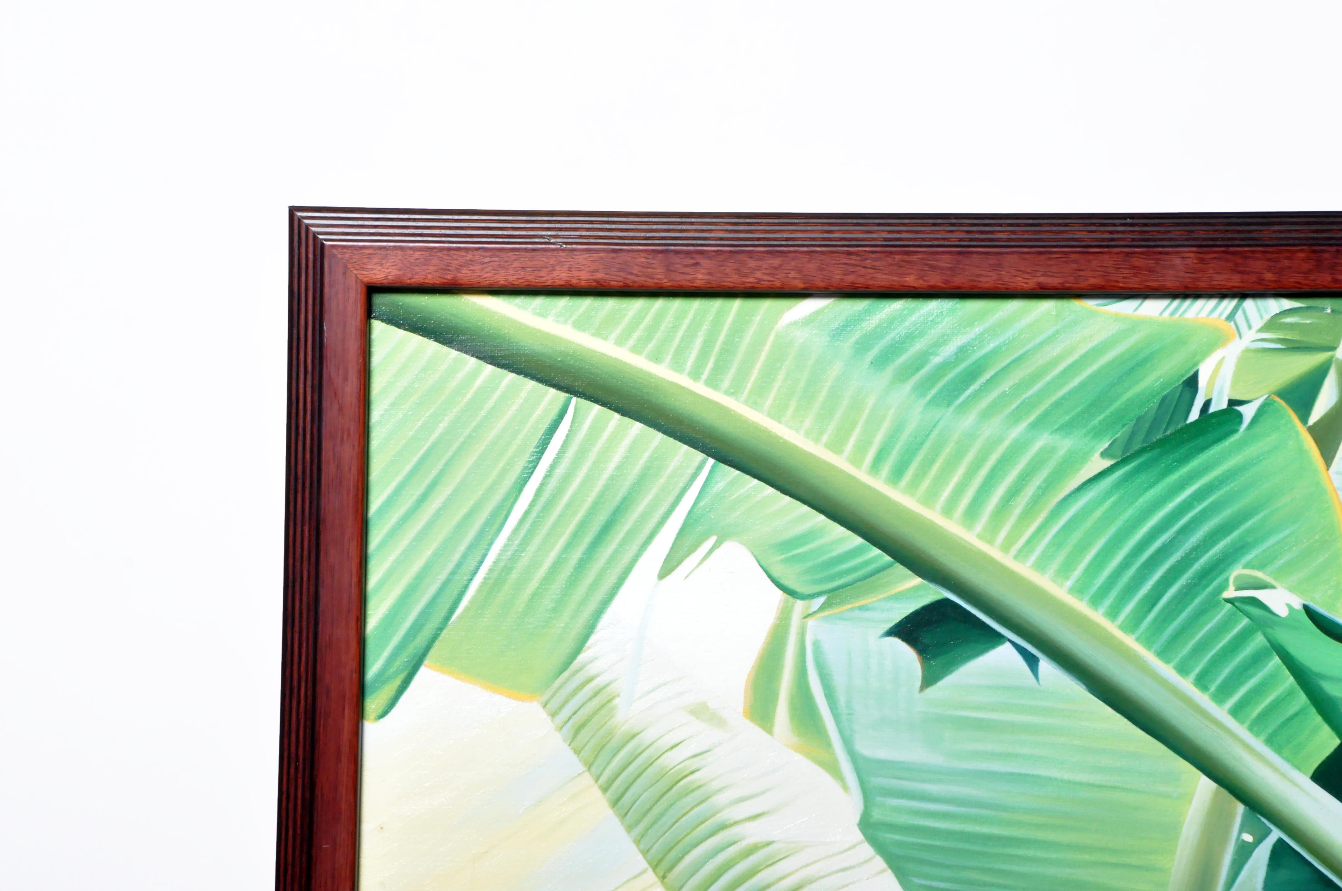 Oil Painting of a Banana Tree in Blossom In Good Condition For Sale In Chicago, IL