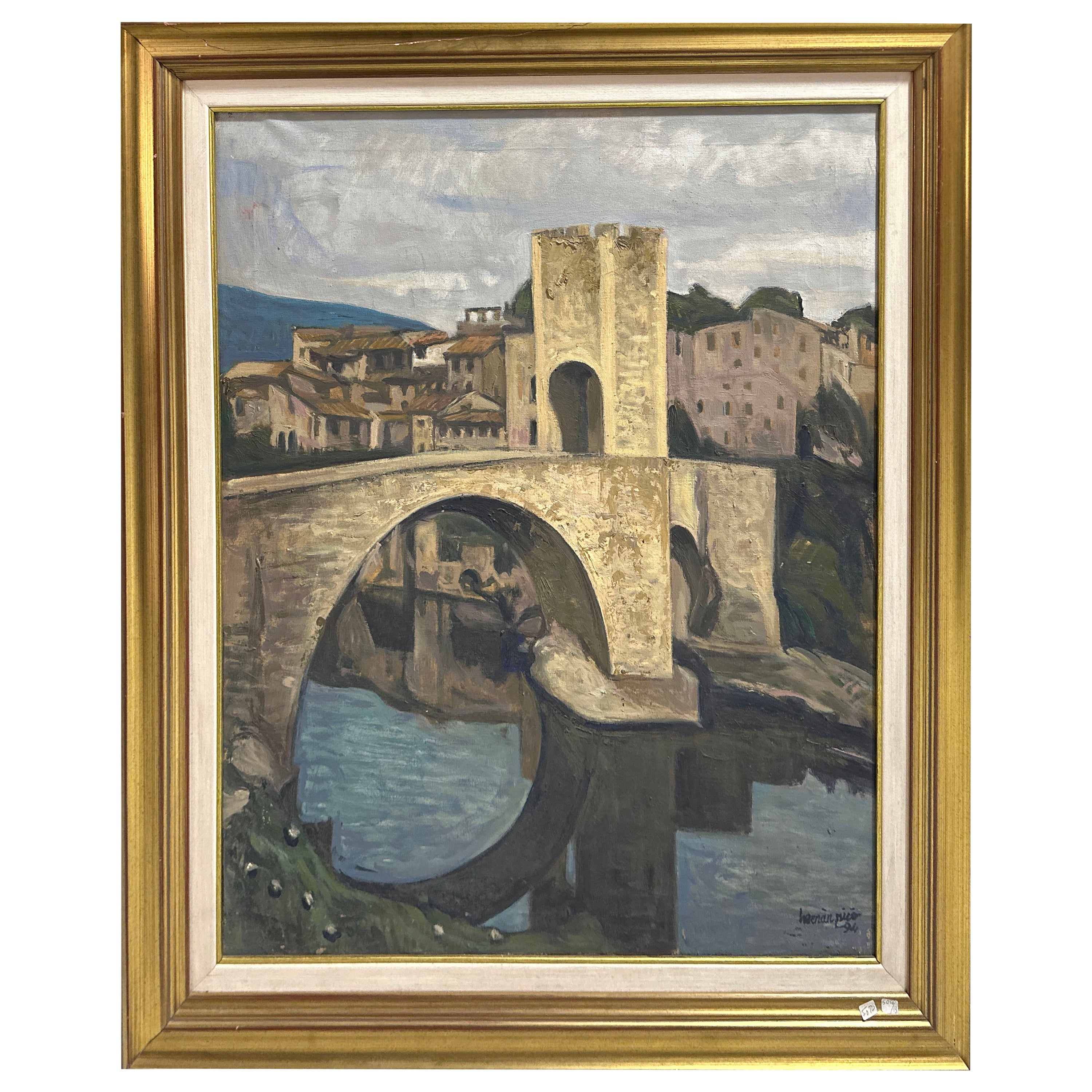 Oil Painting of a Beautiful Cityview LAke For Sale