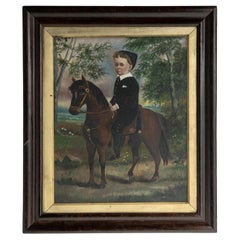 Oil Painting of a Boy on Pony, England, Circa 1850