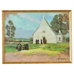 Pintura al óleo de un cementerio de Lucien Quenard
