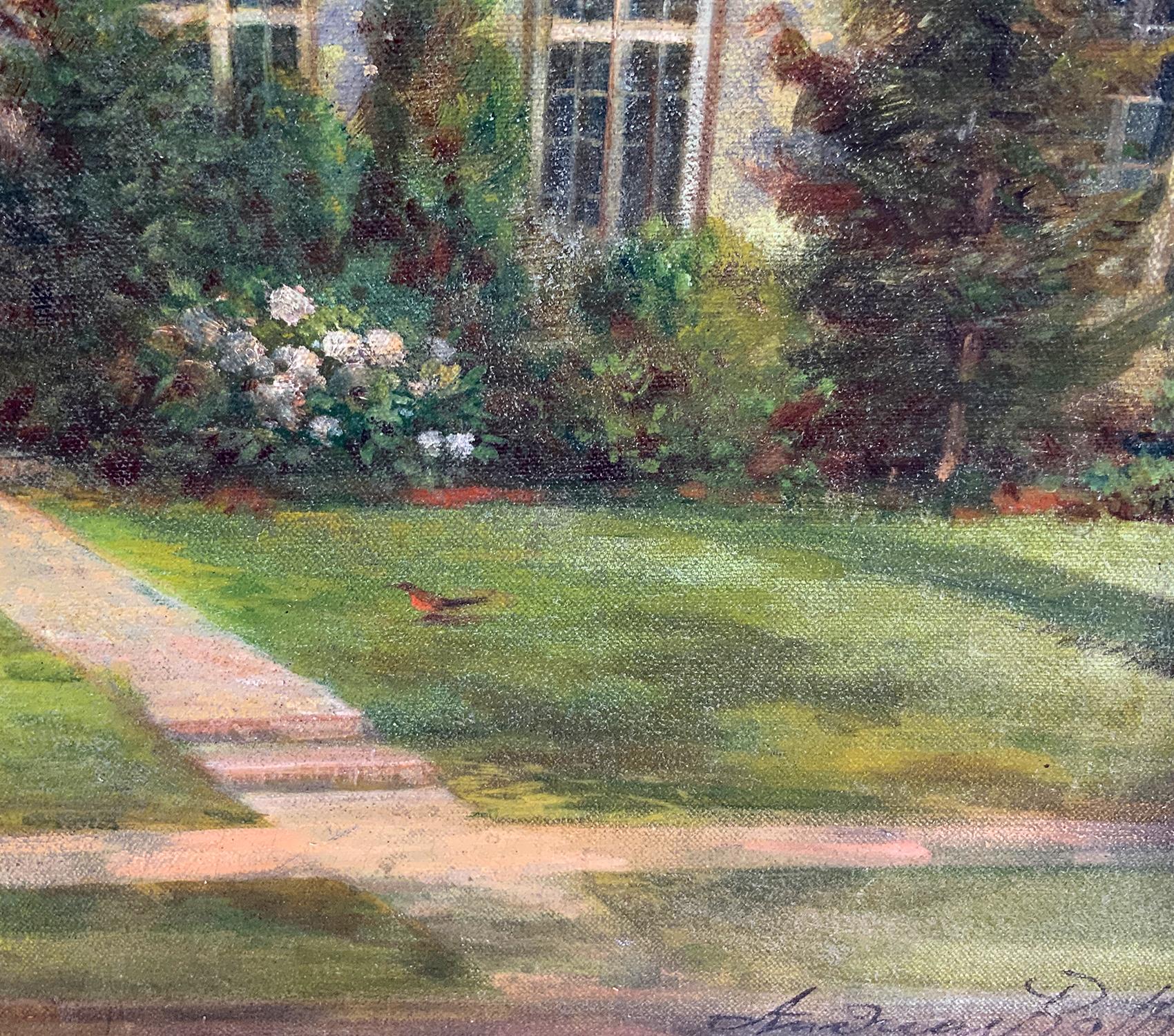 Mid-20th Century Oil Painting Of A Colonial Home