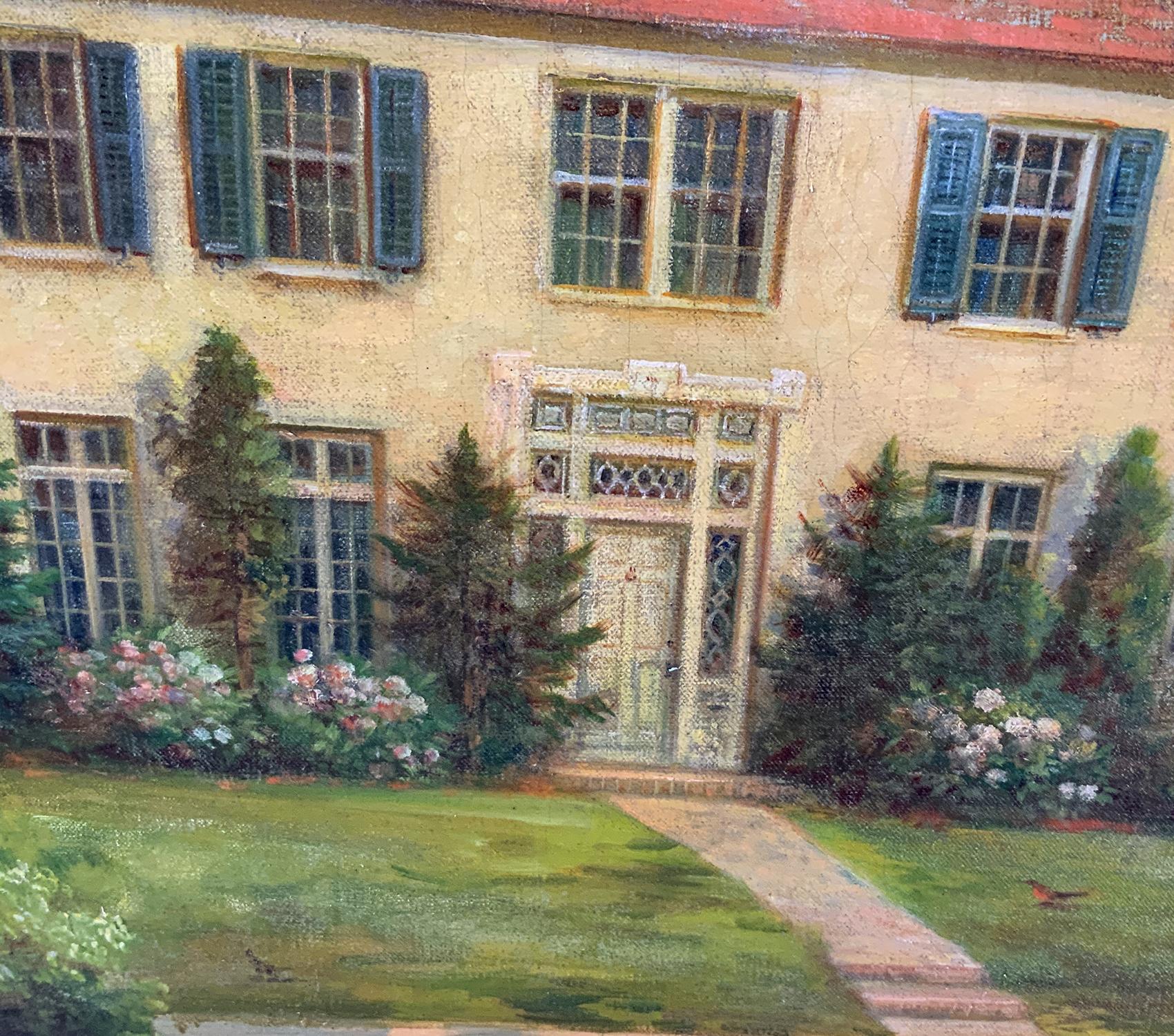Canvas Oil Painting Of A Colonial Home