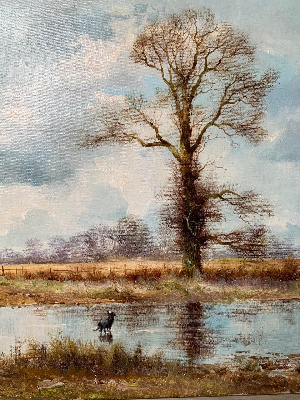 European Oil Painting Of A Country Scene With Horses For Sale