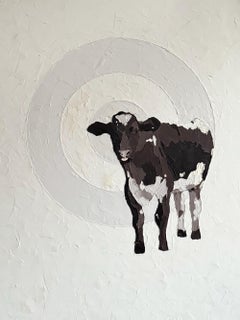 Oil Painting of a Cow with Target by John Marshall, 2000