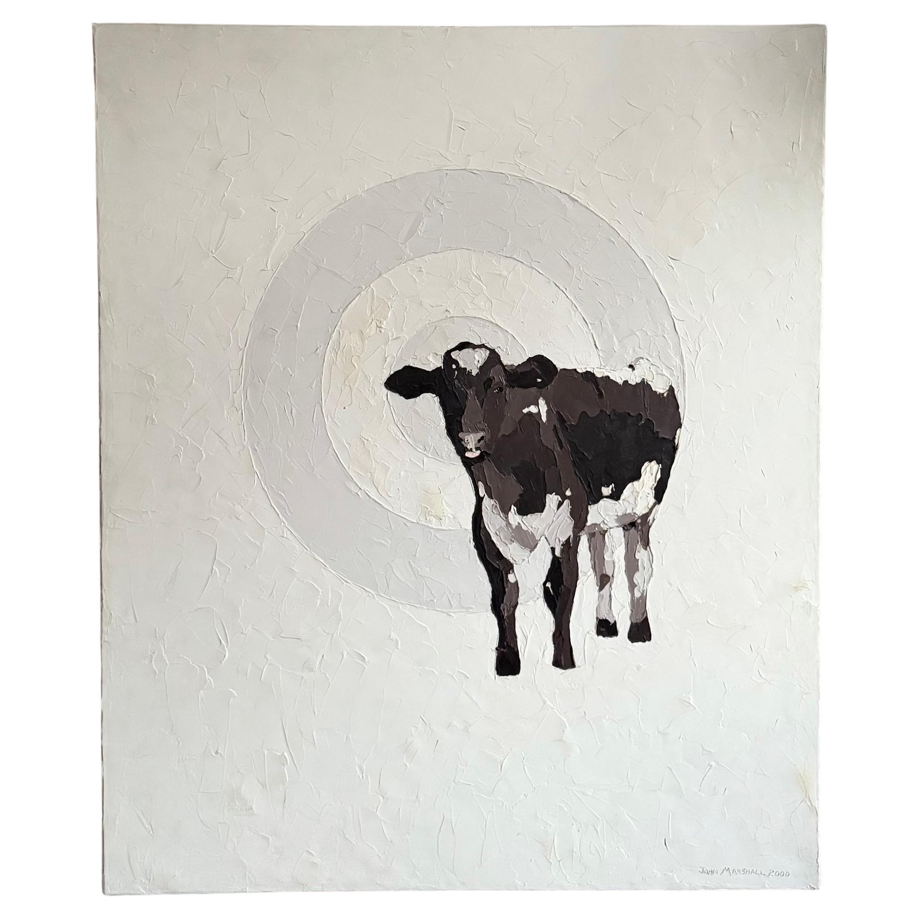 Oil Painting of a Cow with Target by John Marshall, 2000