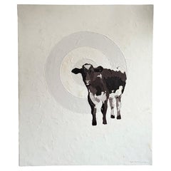 Oil Painting of a Cow with Target by John Marshall, 2000