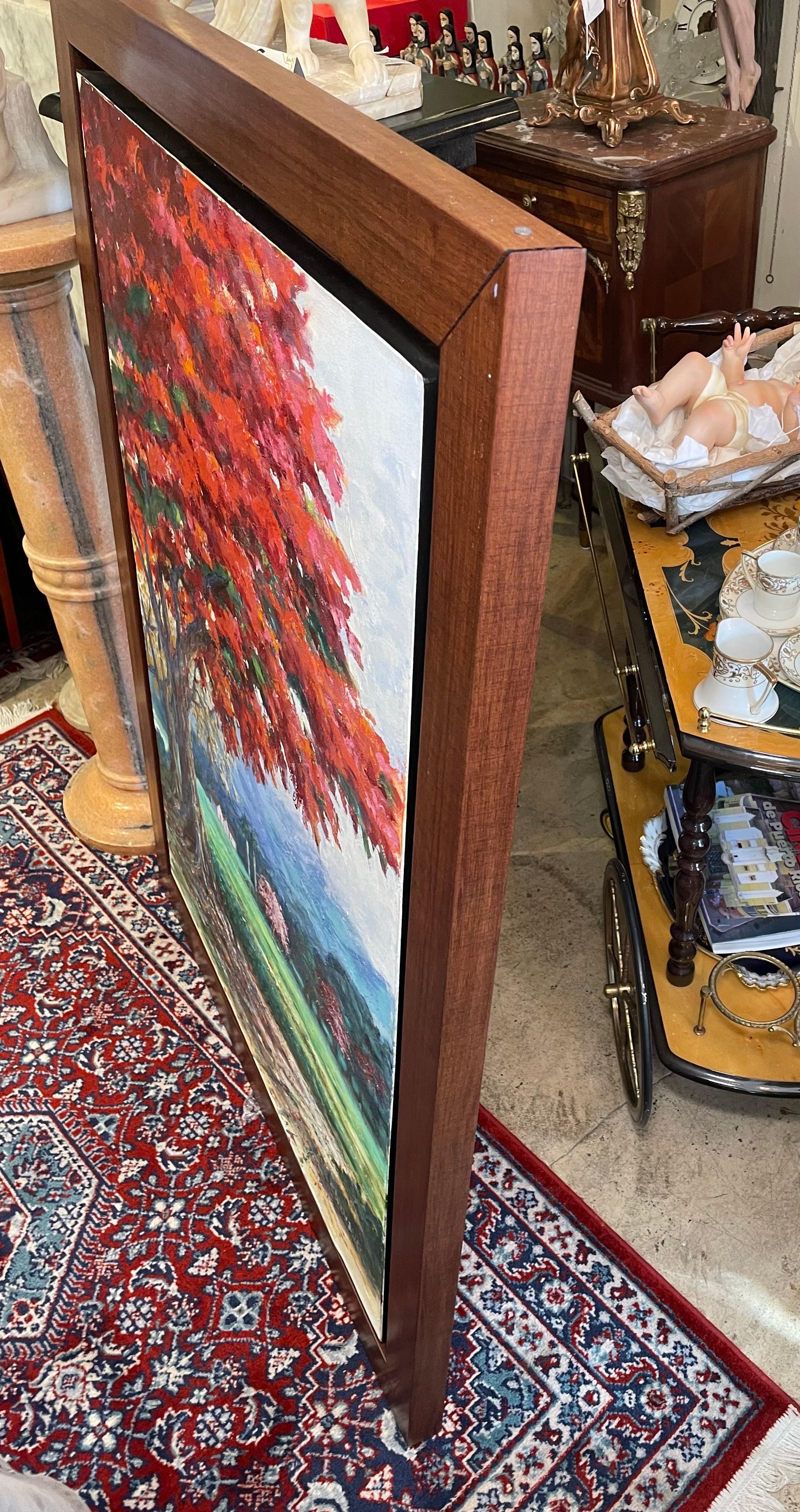 Pittura a olio di un albero fiammeggiante in vendita 4