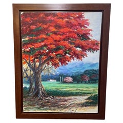Oil Painting Of A Flamboyant Tree