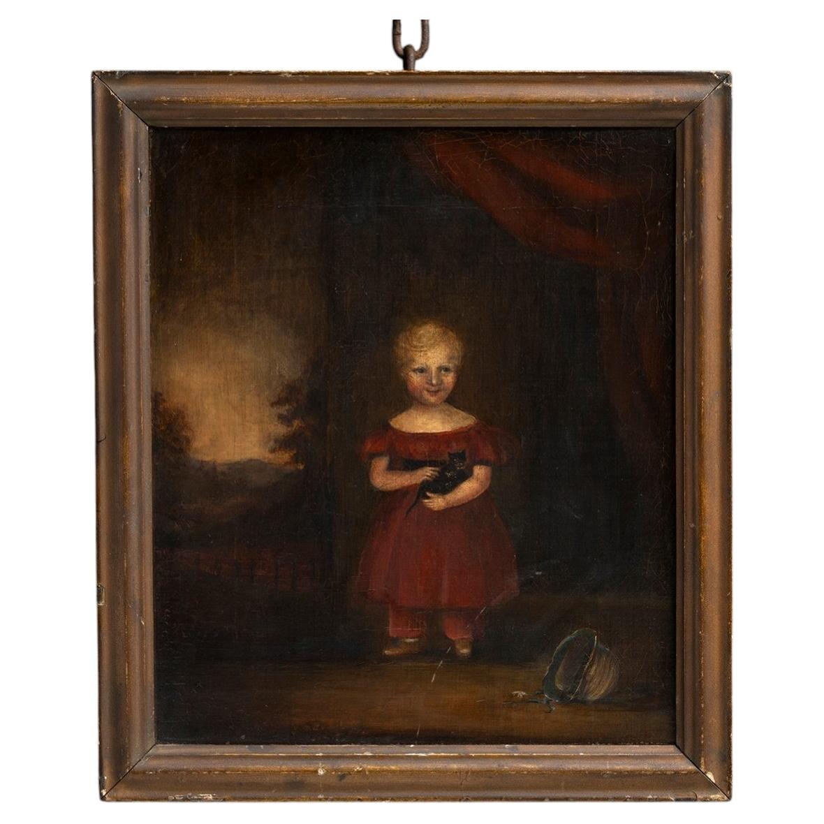 Dipinto a olio raffigurante una ragazza, Inghilterra, 1920