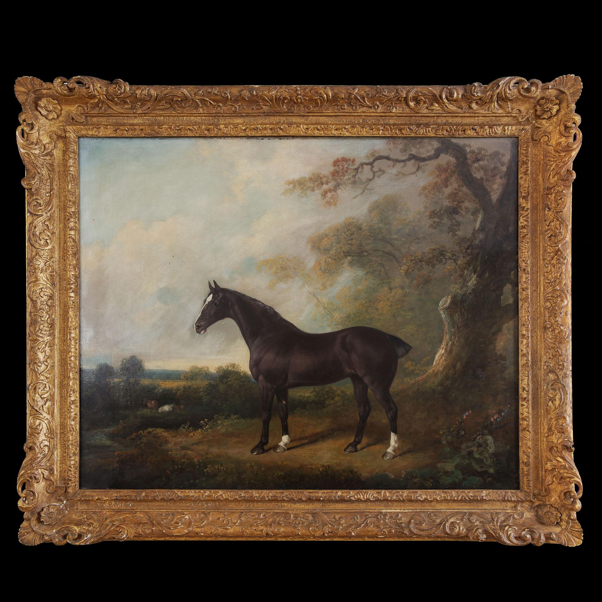 Fine Art, Charles Henry Scwanfelder (1774-1837). Signed C H Schwanfelder Pinx and dated 1825.

An exceptional portrait of a horse standing proud in woodland, in front of a tree-lined vista incorporating cows residing by a stream.

Charles born in