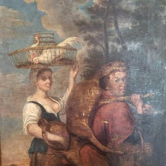 Oil painting of a hunter with lady